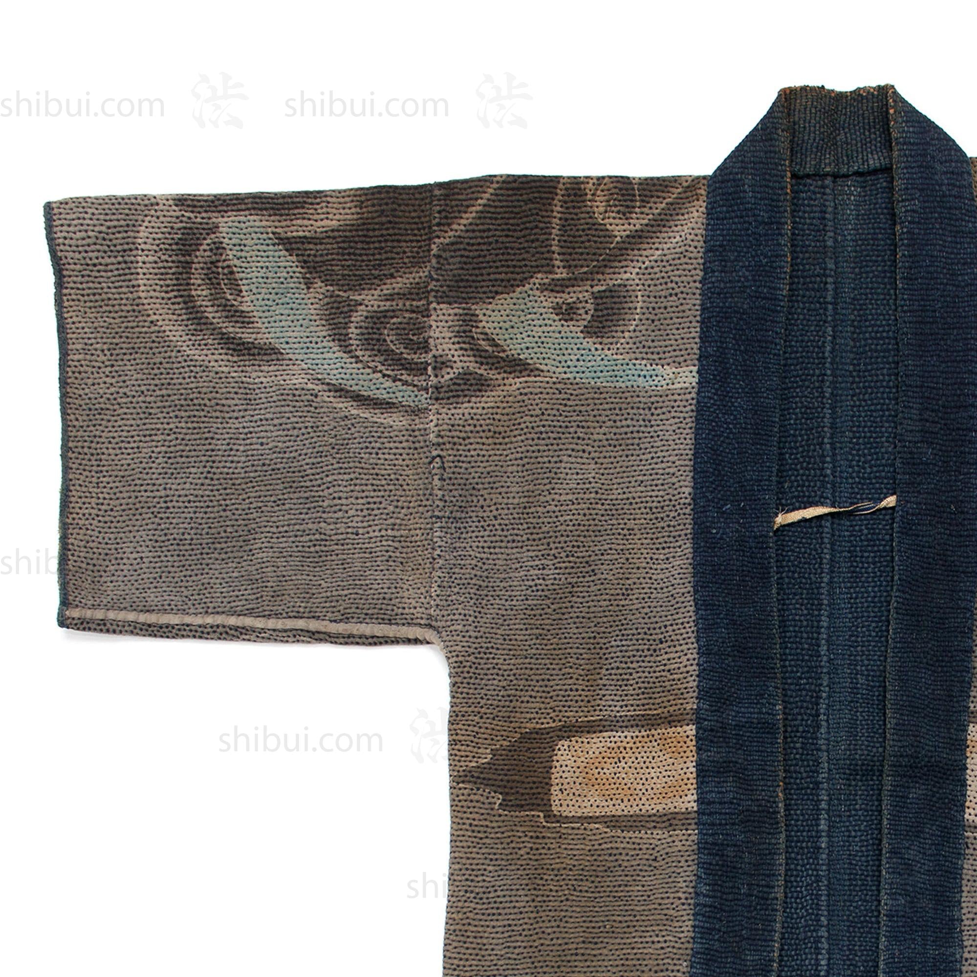 Hanten with Roof Tiles Japanese Antique Fireman's Coat