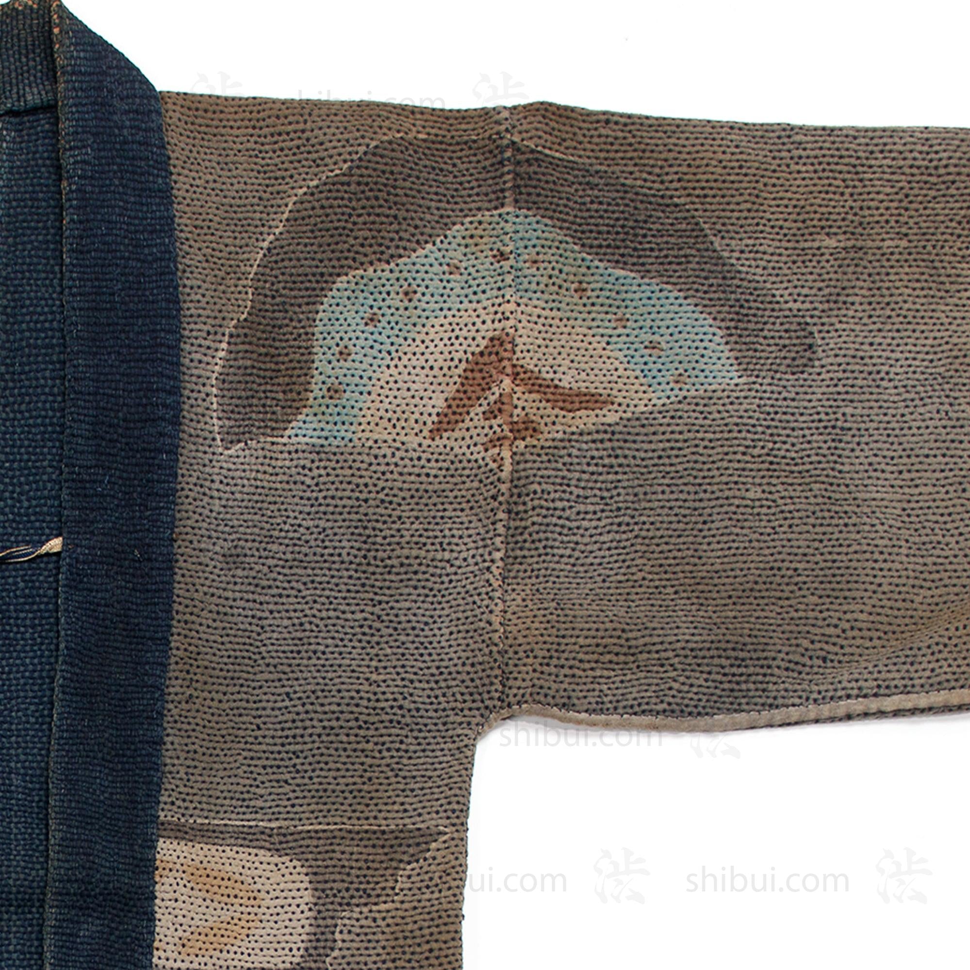 Hanten with Roof Tiles Japanese Antique Fireman's Coat