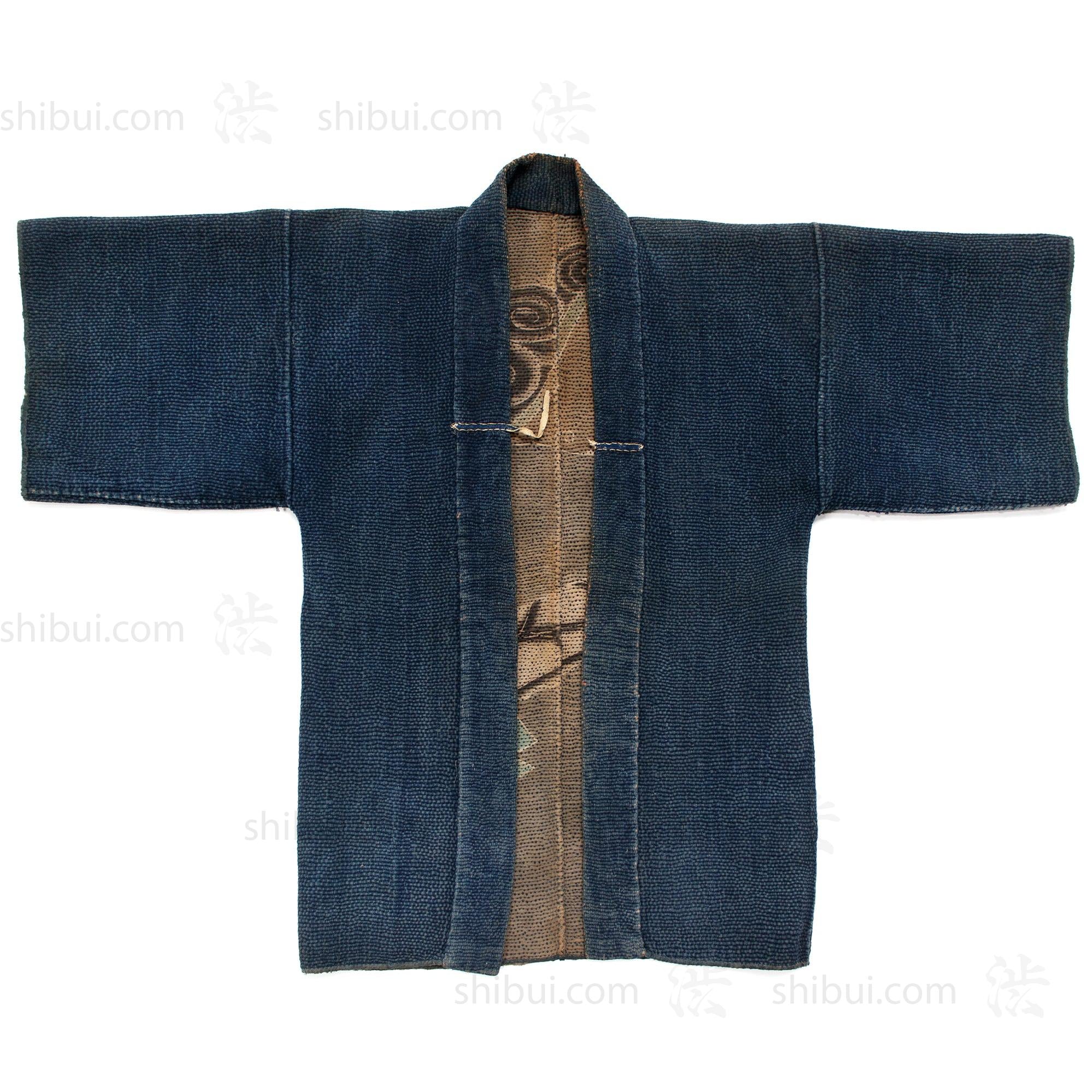 Hanten with Roof Tiles Japanese Antique Fireman's Coat