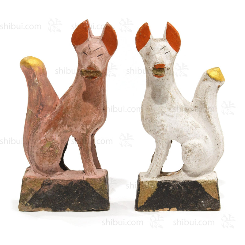 Pair of Ceramic Inari Foxes