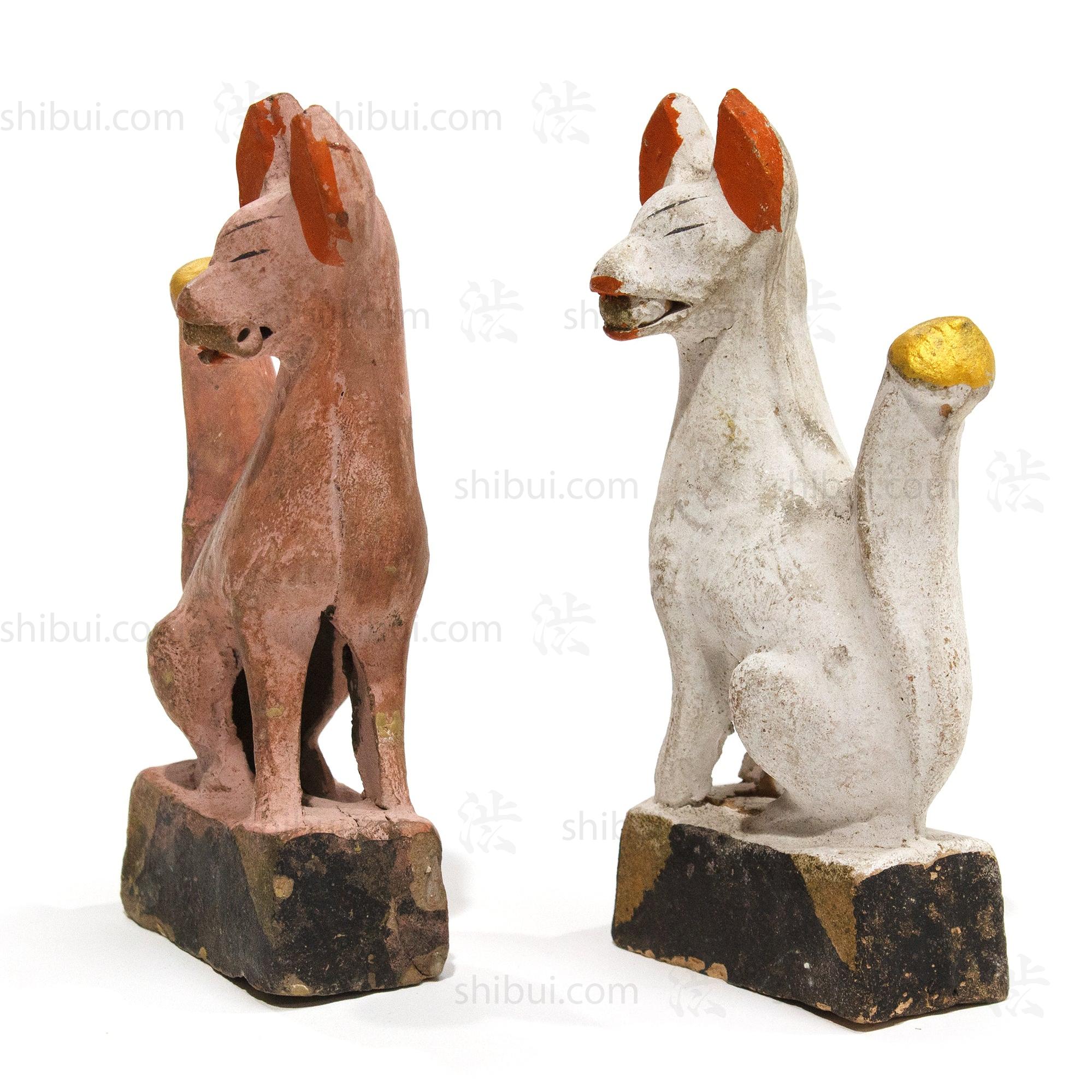 Pair of Ceramic Inari Foxes