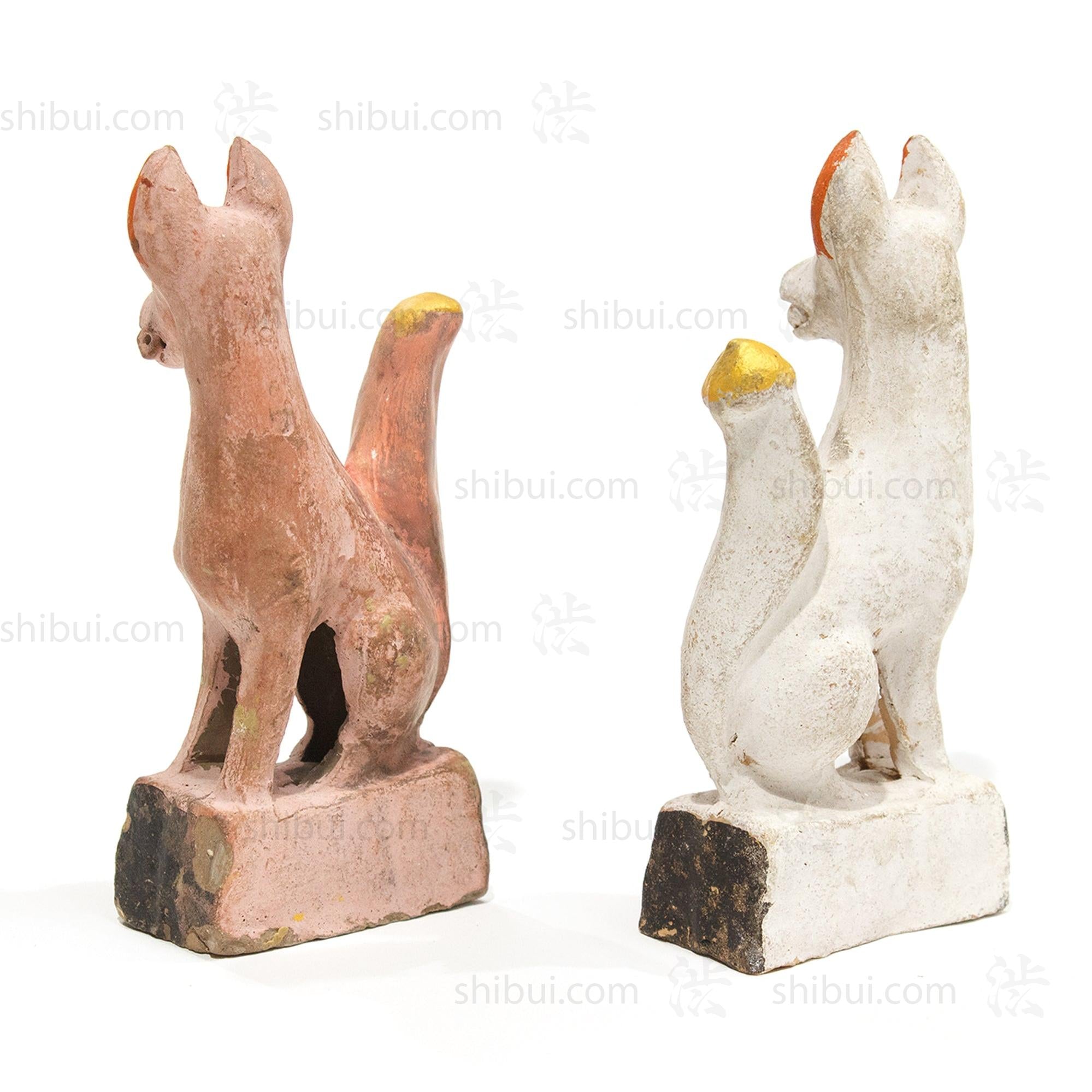 Pair of Ceramic Inari Foxes