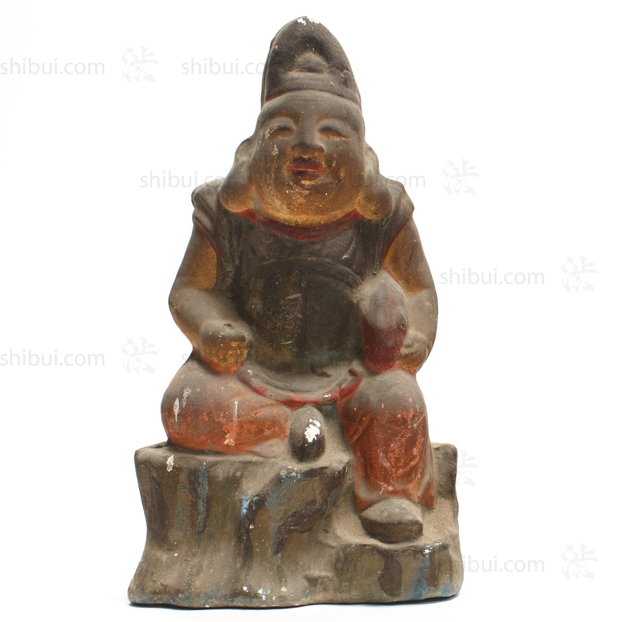 Daikoku and Ebisu Clay Dolls Meiji Era