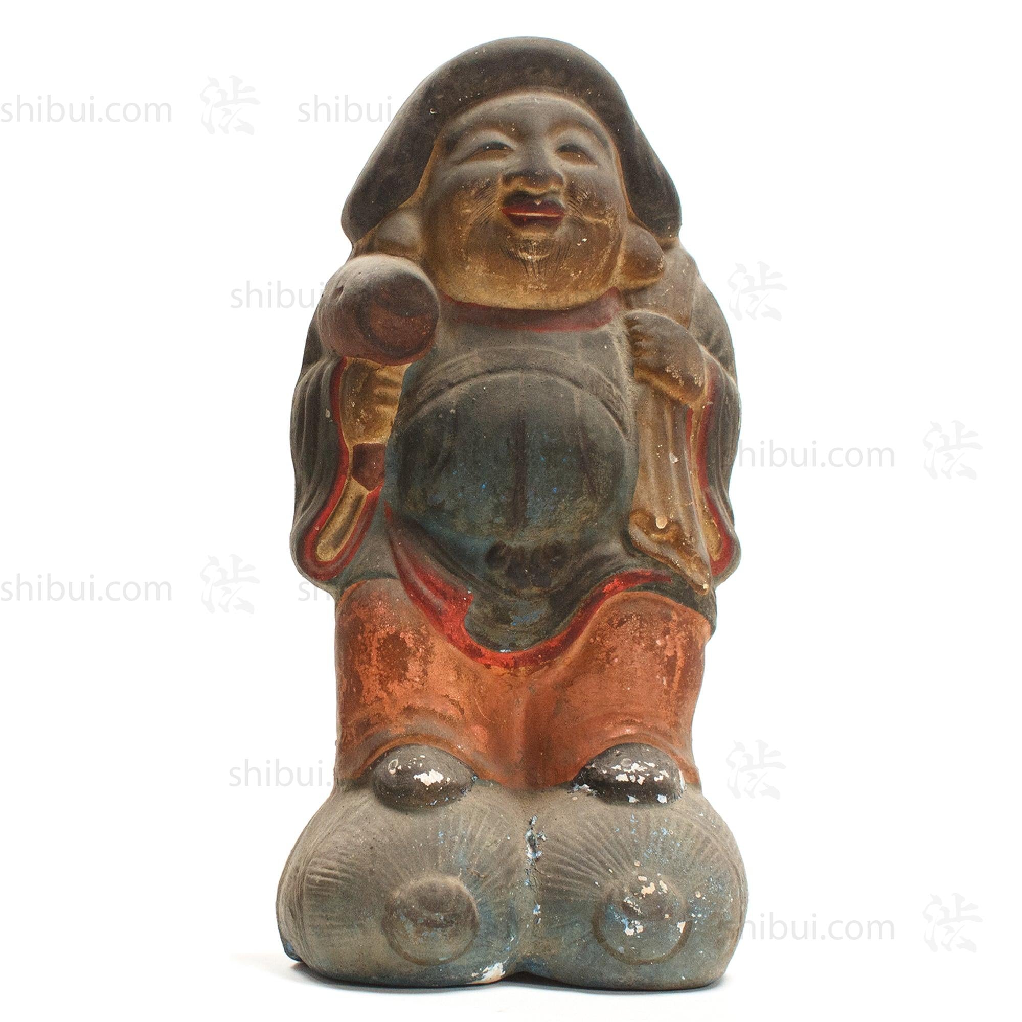 Daikoku and Ebisu Clay Dolls Meiji Era