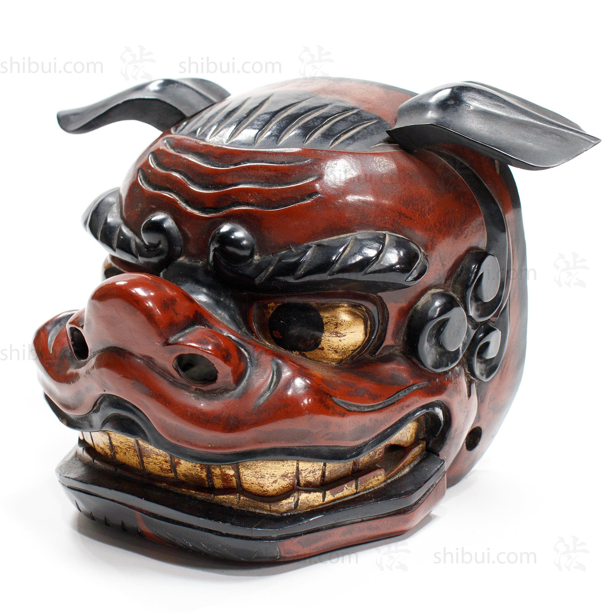 Vintage Lacquered Shishi Lion Head Dance Mask