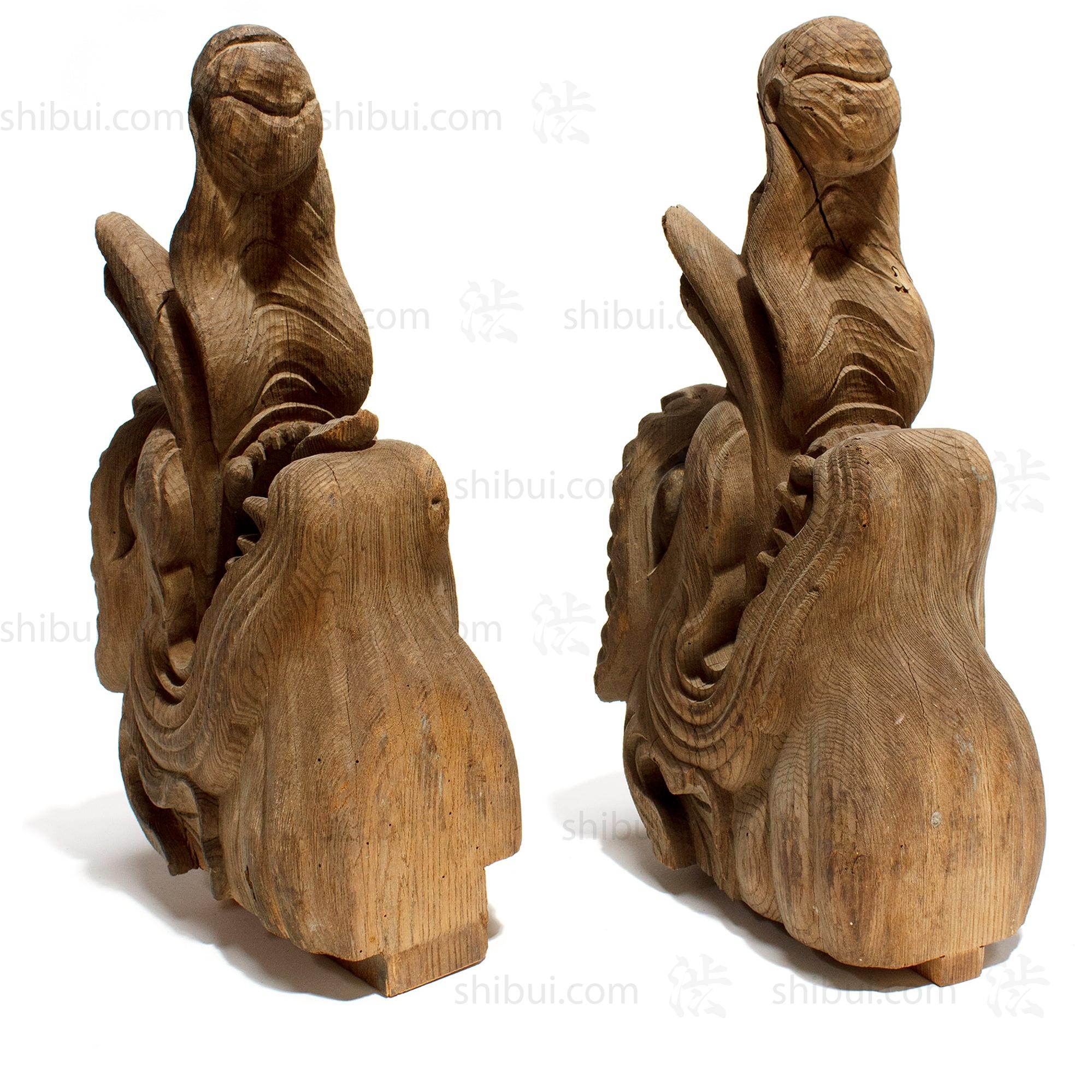 Pair of Hand Carved Baku Carvings