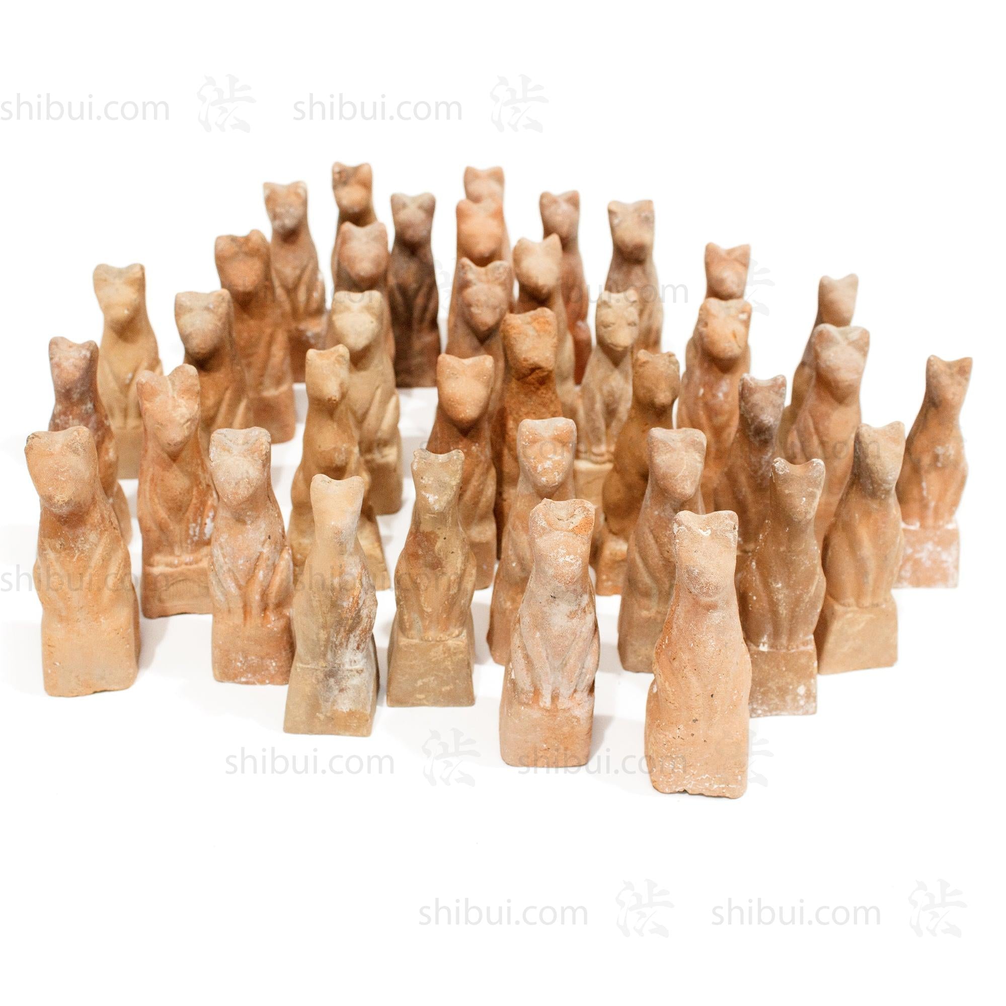 Inari Foxes | Set of 2 | Japanese Clay Shinto Foxes