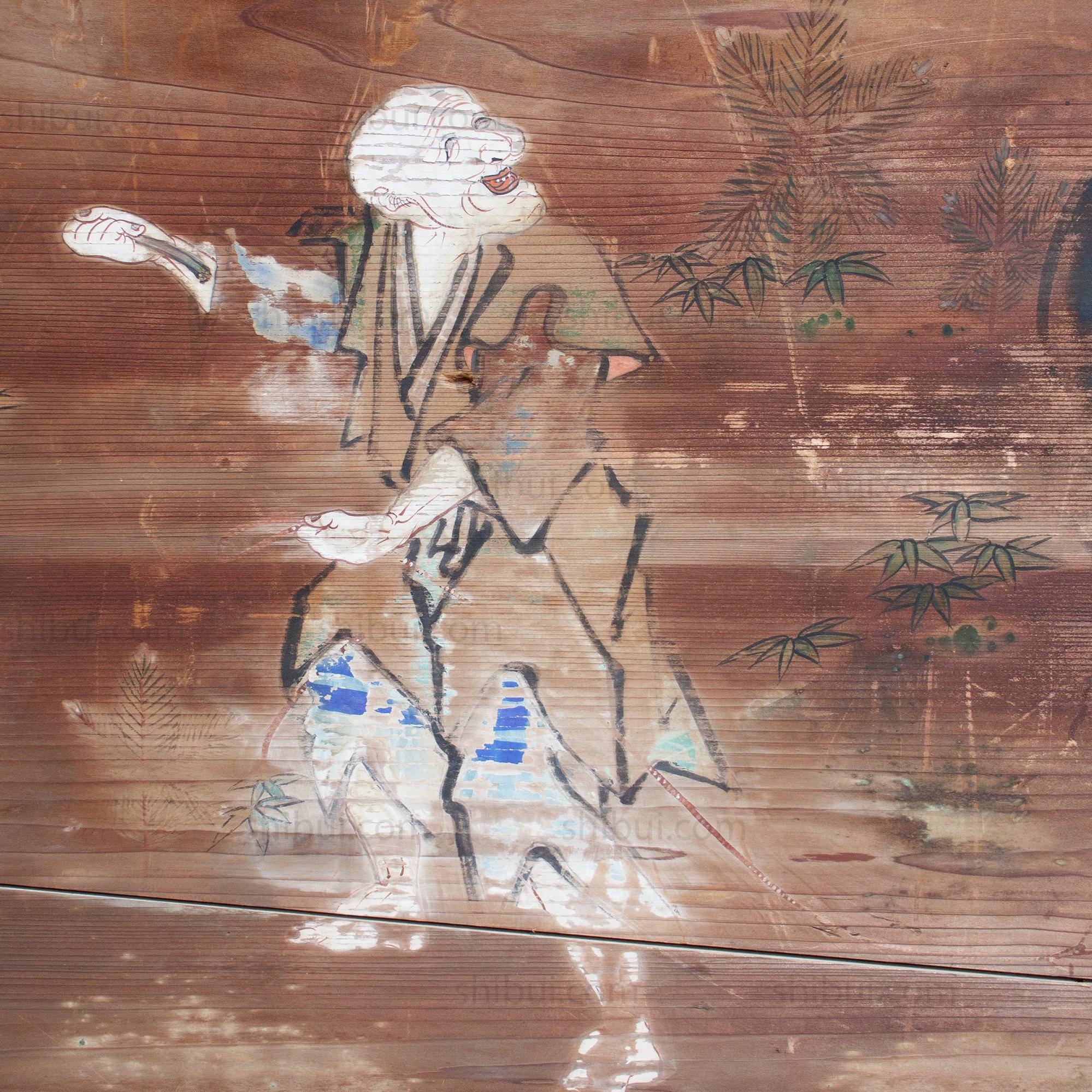Very Large Japanese Antique Hand-painted Tenjin Ema
