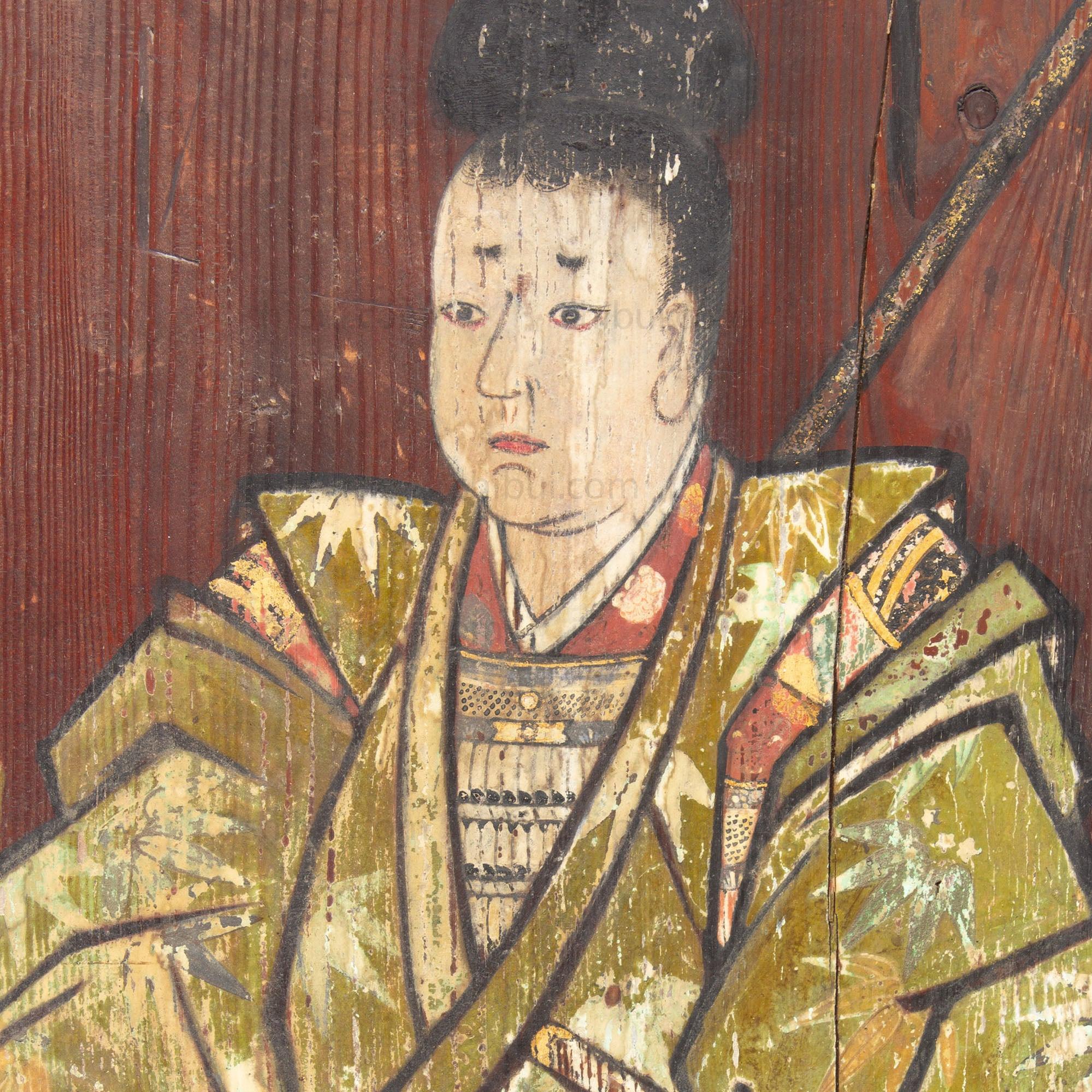 Japanese Antique Hand-painted Samurai Ema of Ushiwakamaru - Yoshitsune