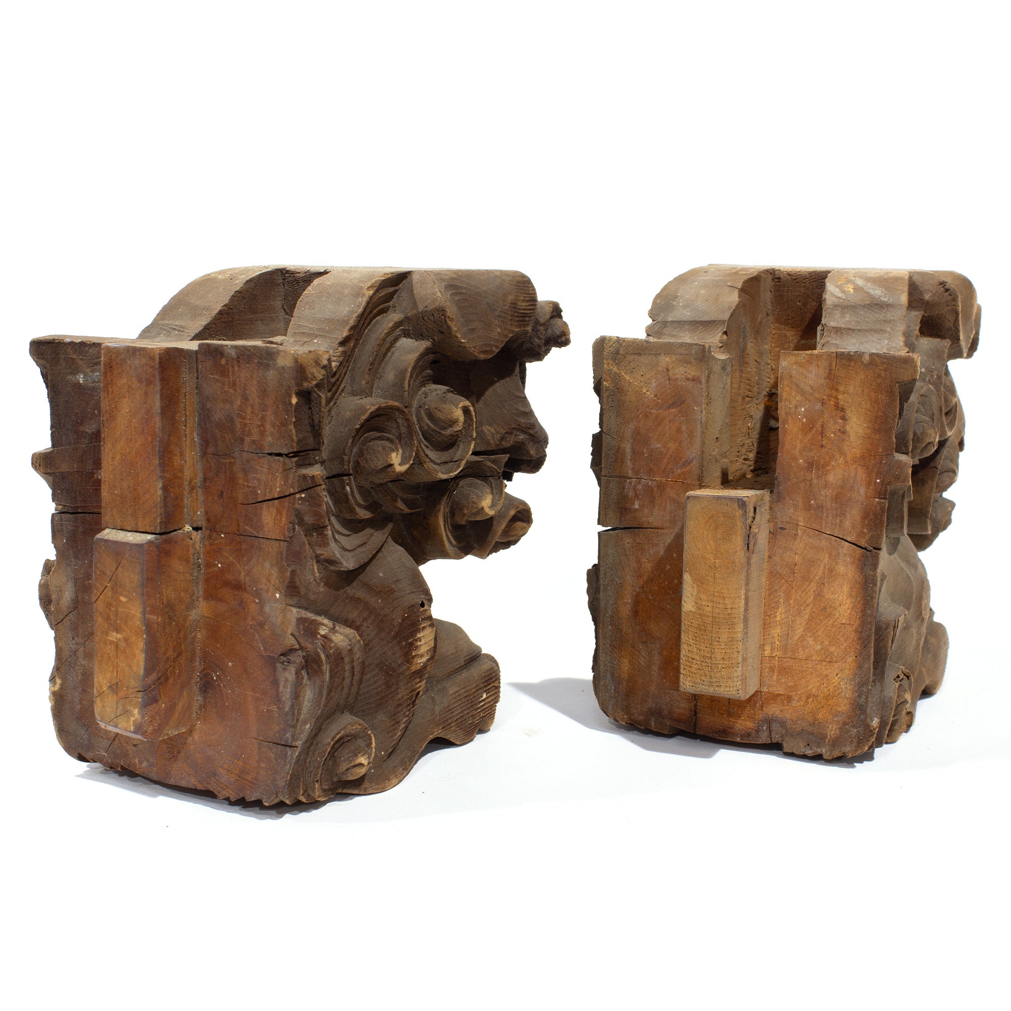 Pair of Hand Carved Shishi Lion Carvings