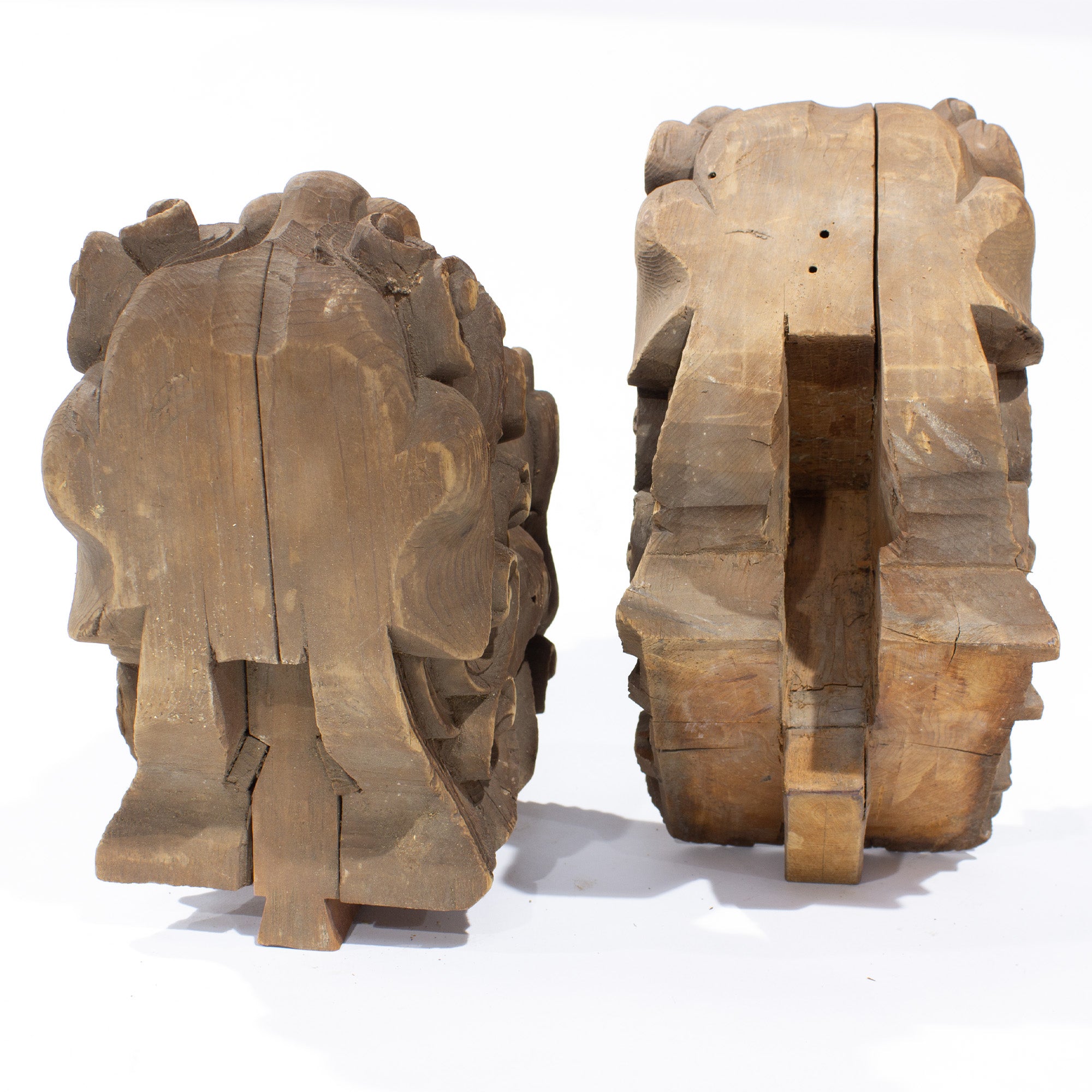 Pair of Hand Carved Shishi Lion Carvings