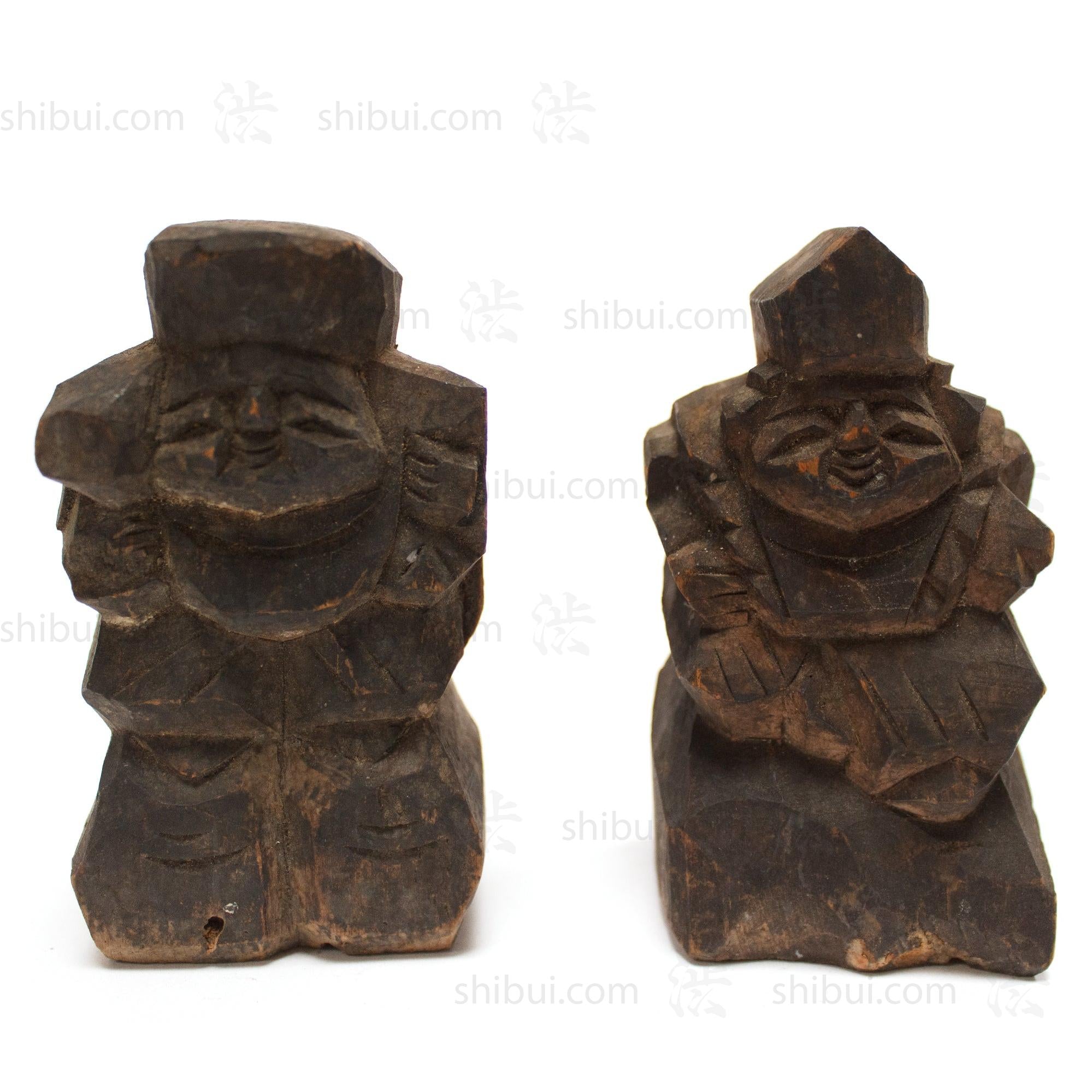 Daikoku and Ebisu | Hand Carved Wood | Seven Lucky Gods