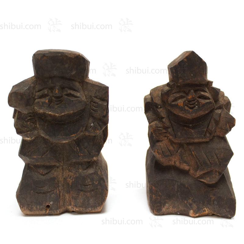 Daikoku and Ebisu | Hand Carved Wood | Seven Lucky Gods