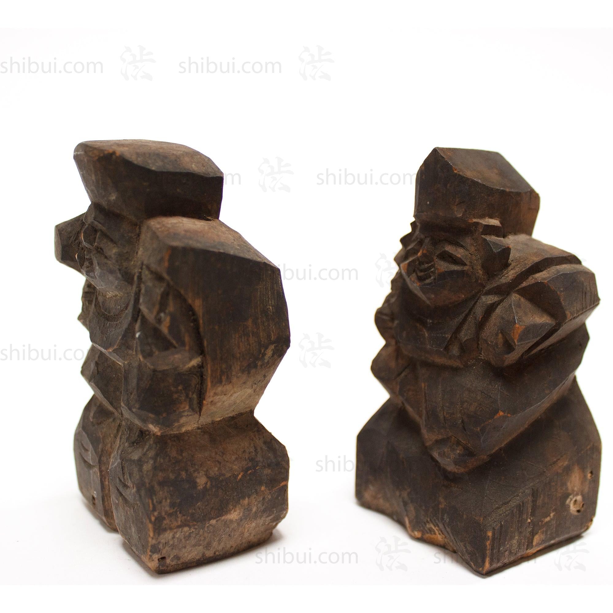 Daikoku and Ebisu | Hand Carved Wood | Seven Lucky Gods