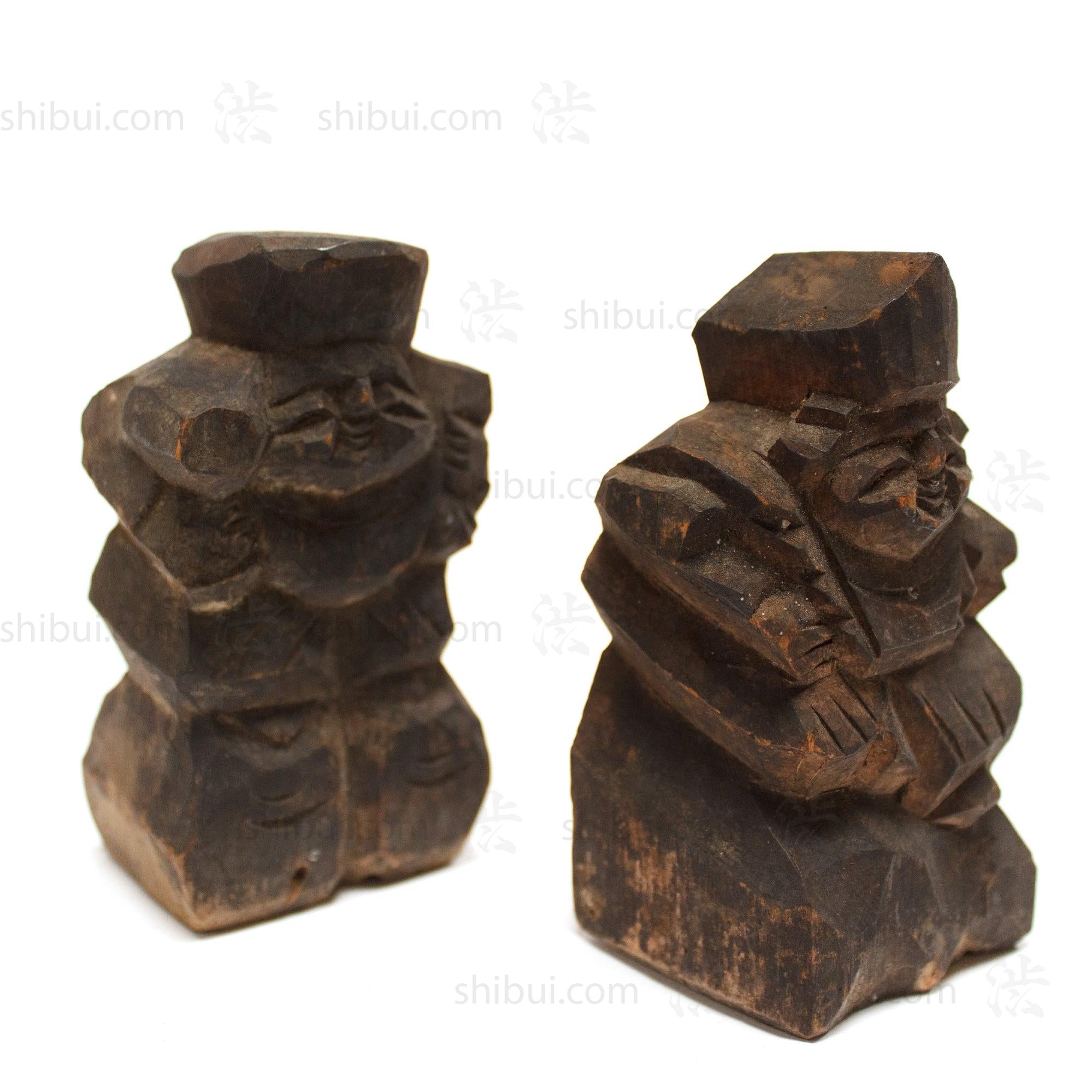 Daikoku and Ebisu | Hand Carved Wood | Seven Lucky Gods