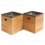 Pair of Japanese Kiri Wood Hibachi with Case