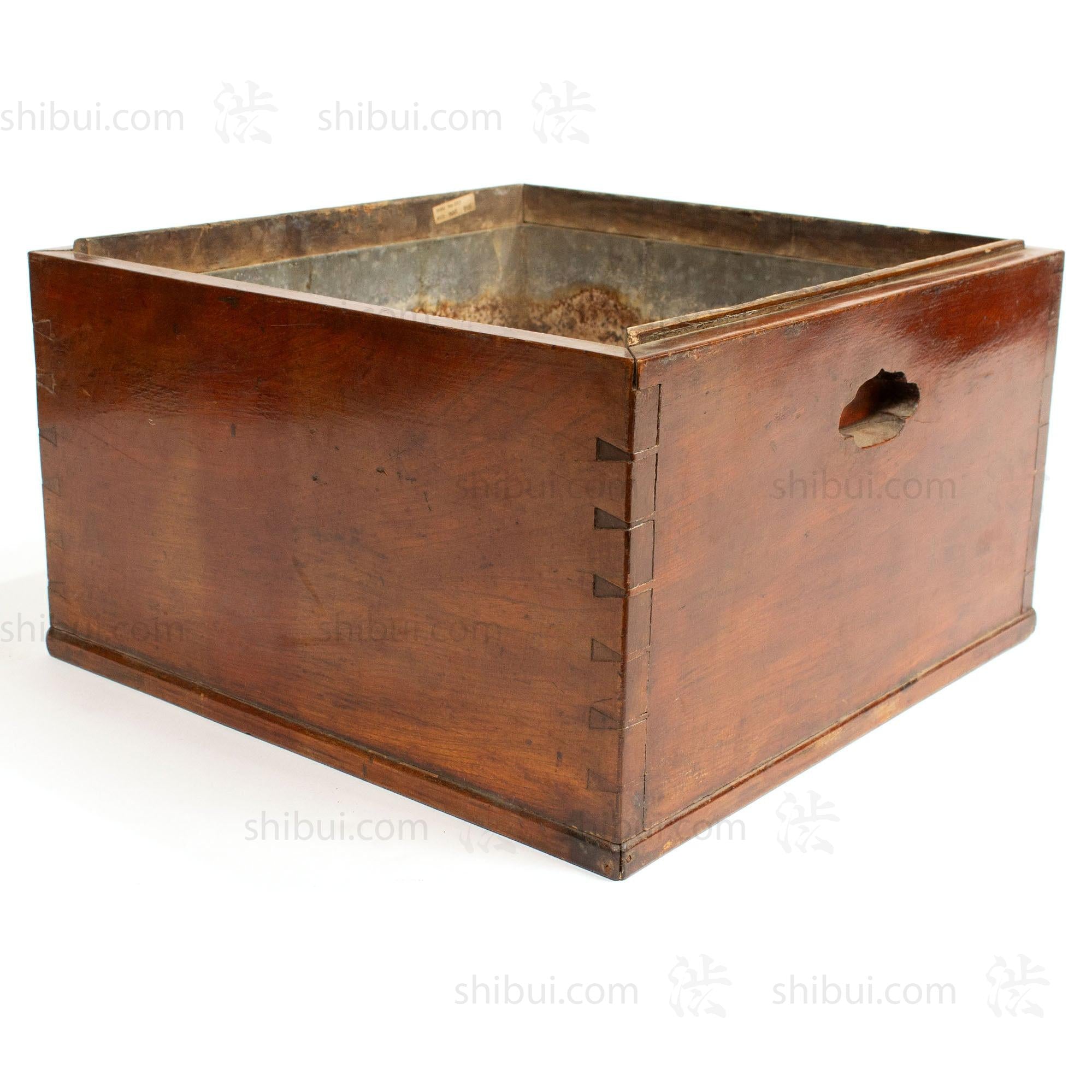 Japanese Keyaki Wood, Dovetailed Square Hibachi