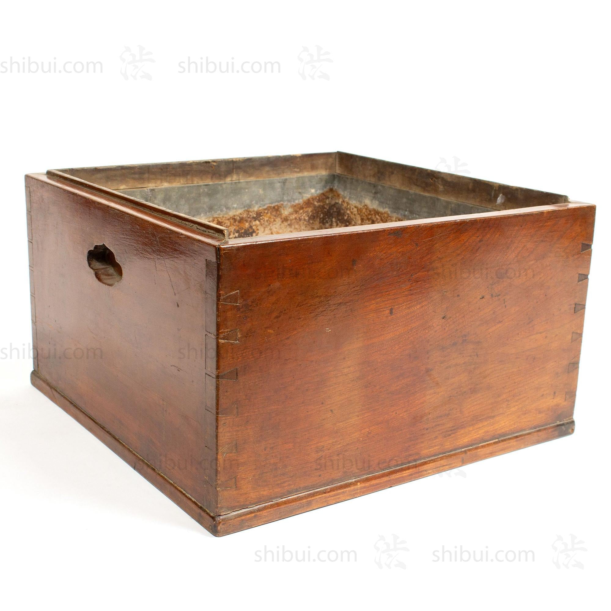 Japanese Keyaki Wood, Dovetailed Square Hibachi