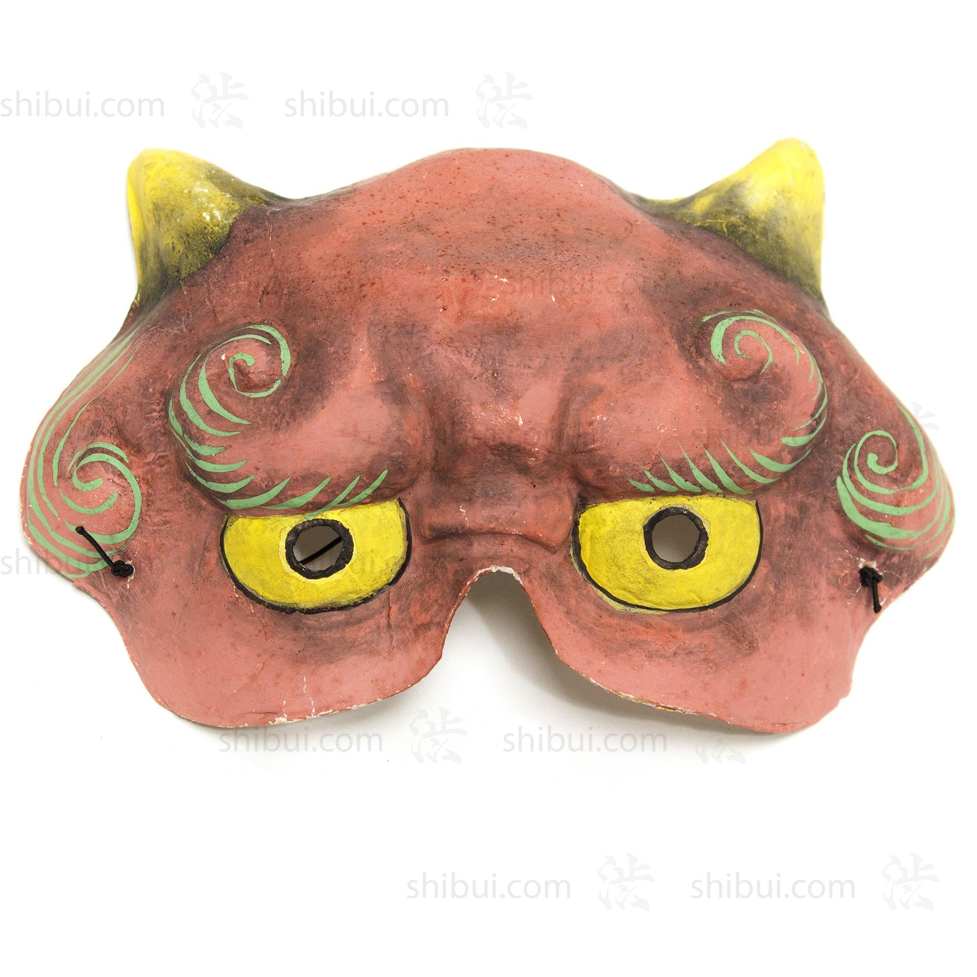 Vintage Japanese Paper Mache Momotaro Mask Set