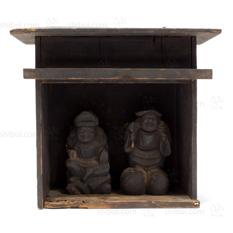 Shrine with Wooden Daikoku and Ebisu.