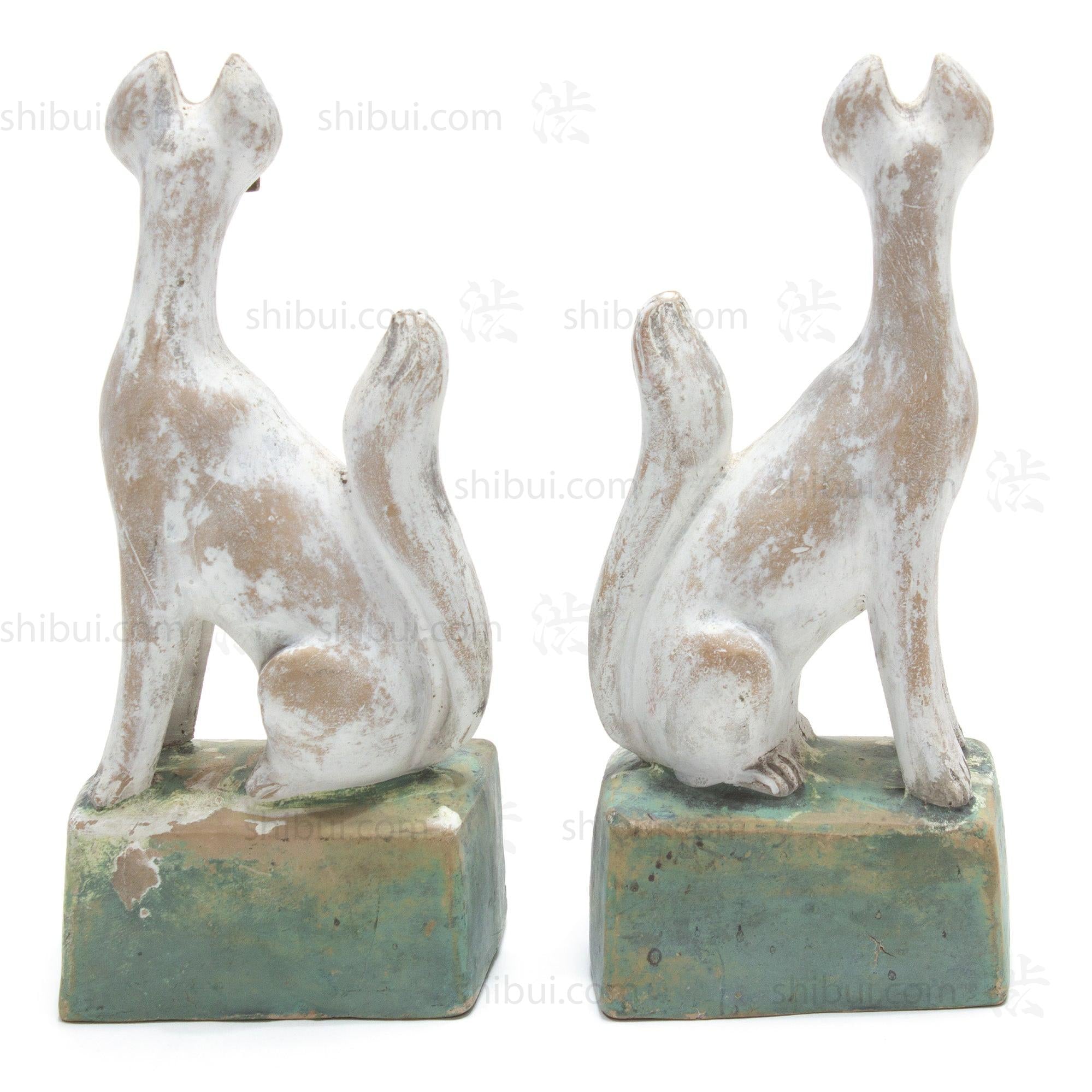 Inari Foxes |  Sacred Kitsune Clay Figure Pair