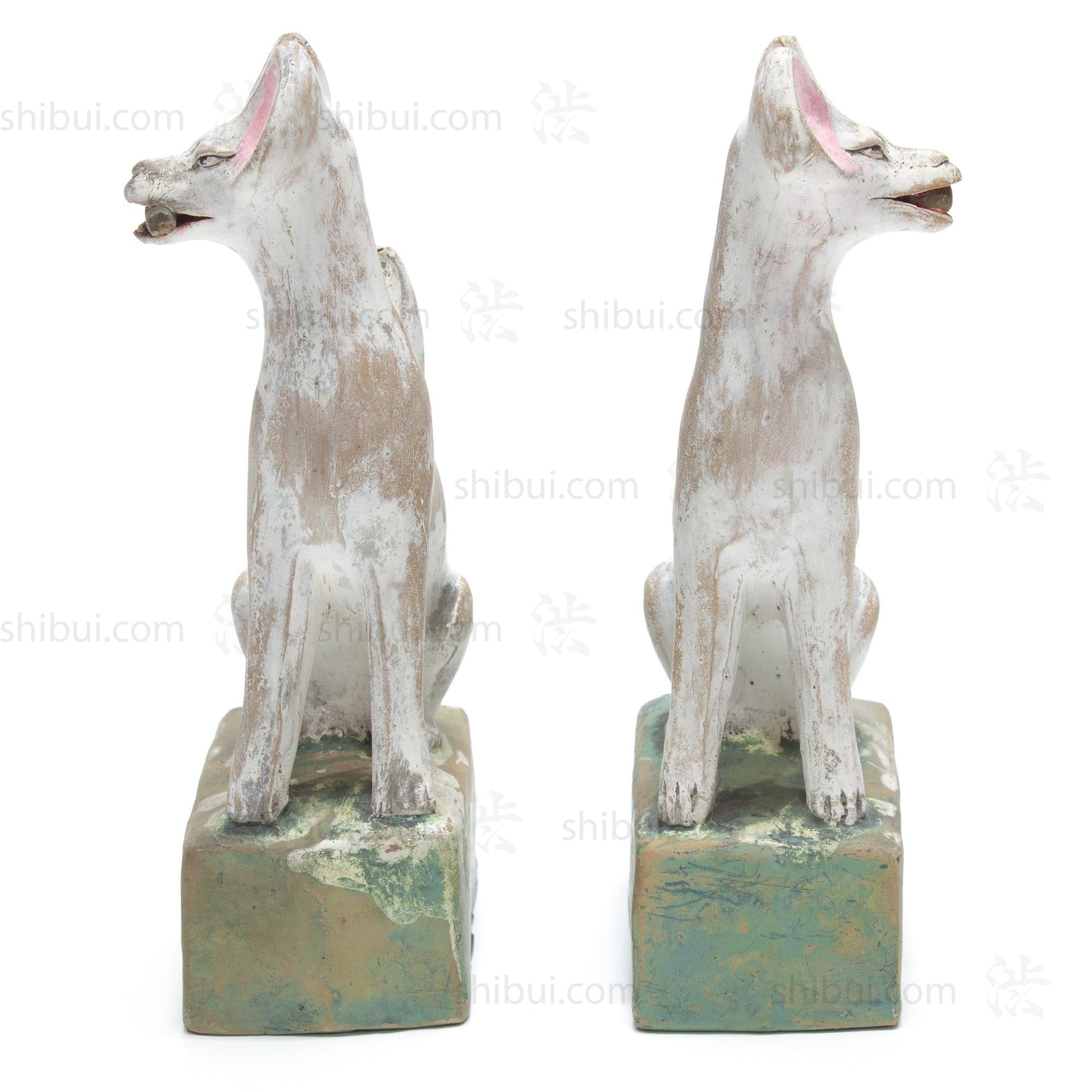 Inari Foxes |  Sacred Kitsune Clay Figure Pair