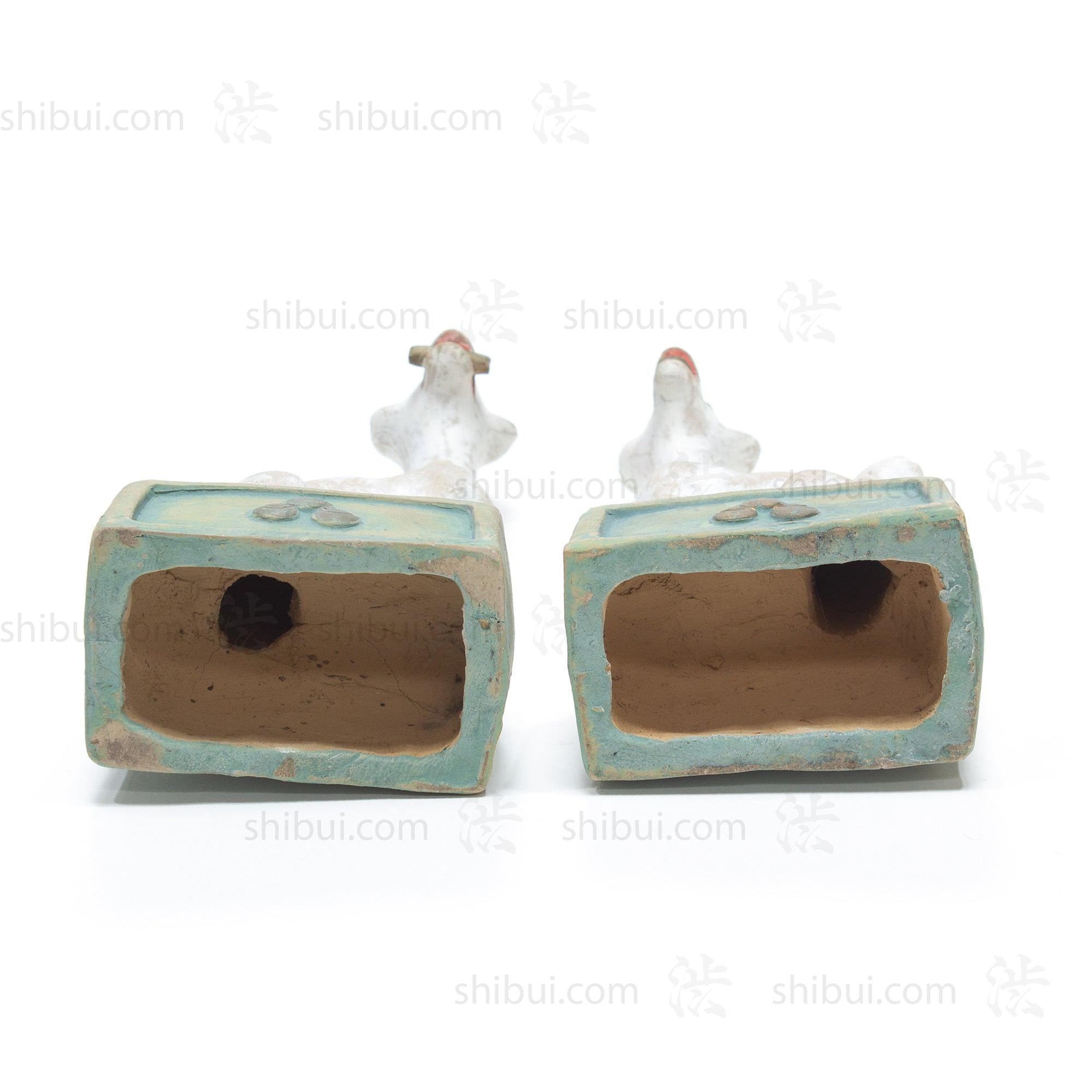 Inari Foxes |  Sacred Kitsune Clay Figure Pair