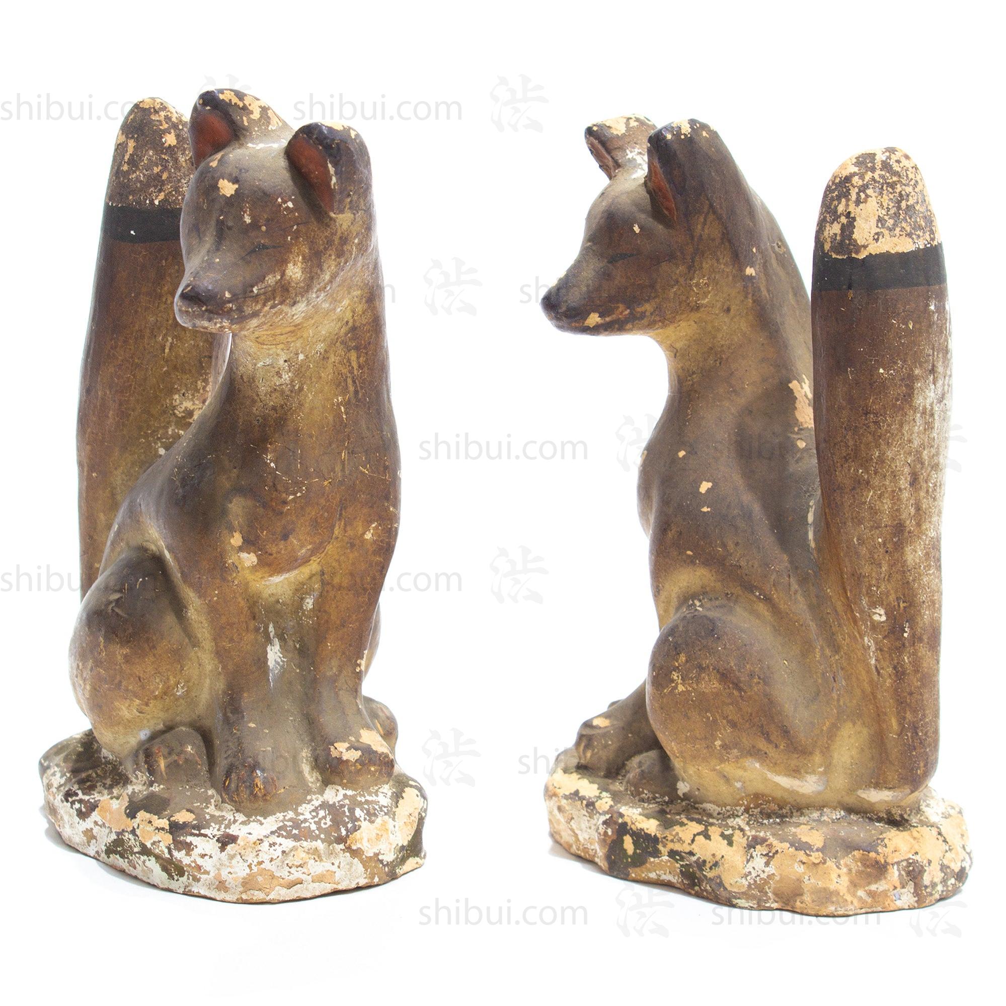 Inari Foxes |  Sacred Kitsune Clay Figure Pair