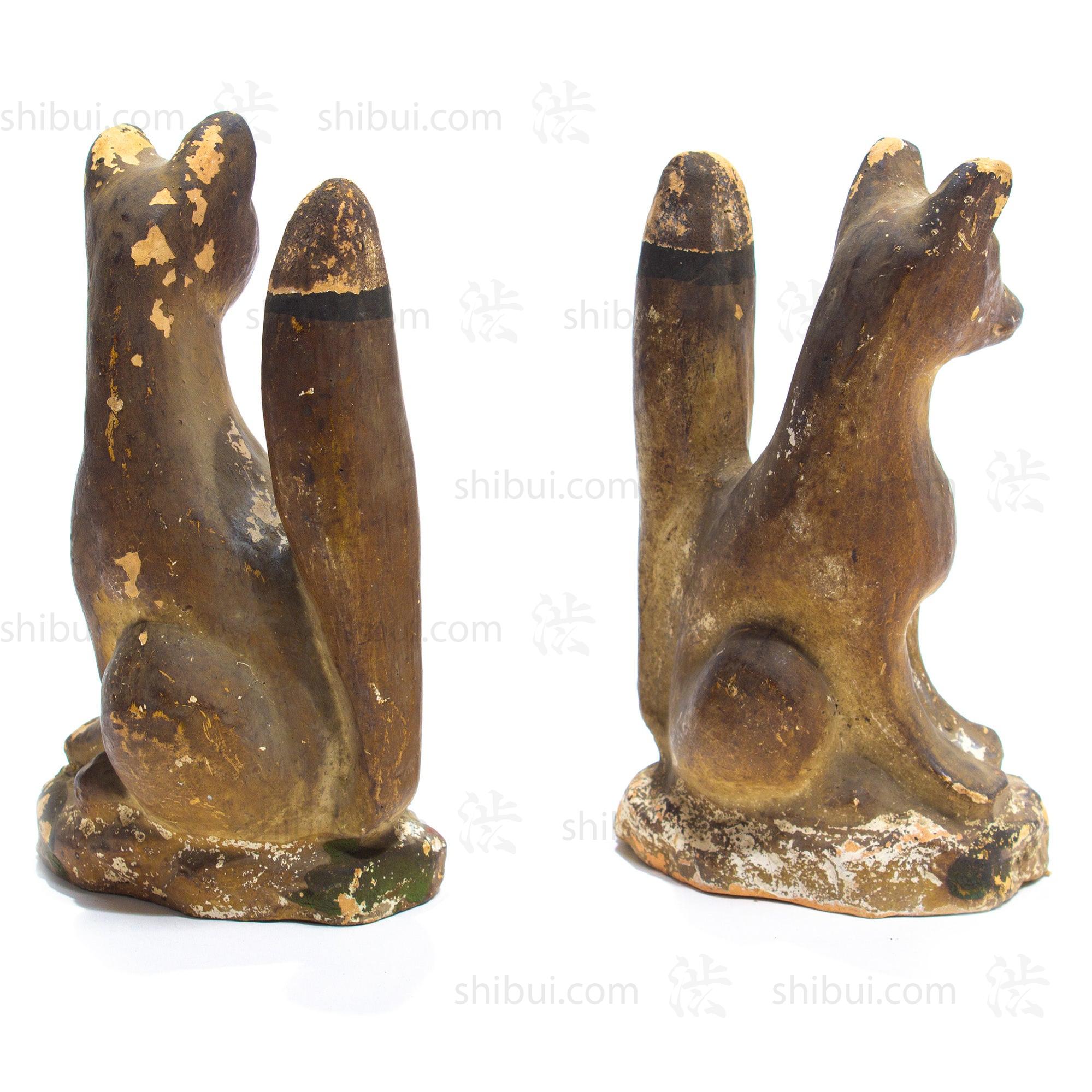 Inari Foxes |  Sacred Kitsune Clay Figure Pair