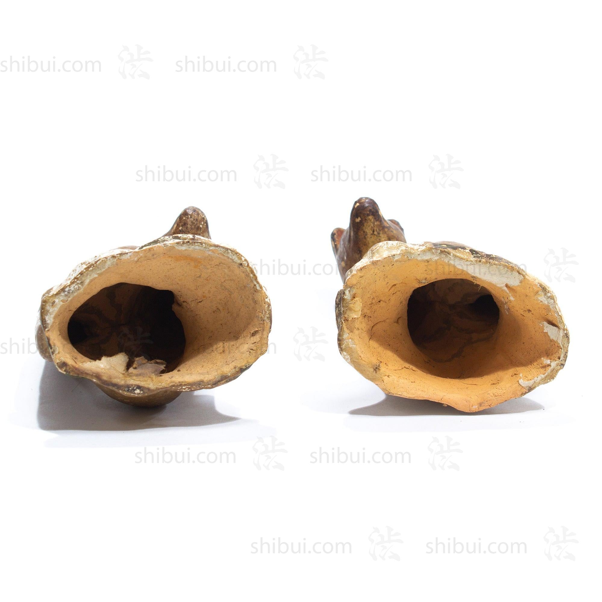 Inari Foxes |  Sacred Kitsune Clay Figure Pair