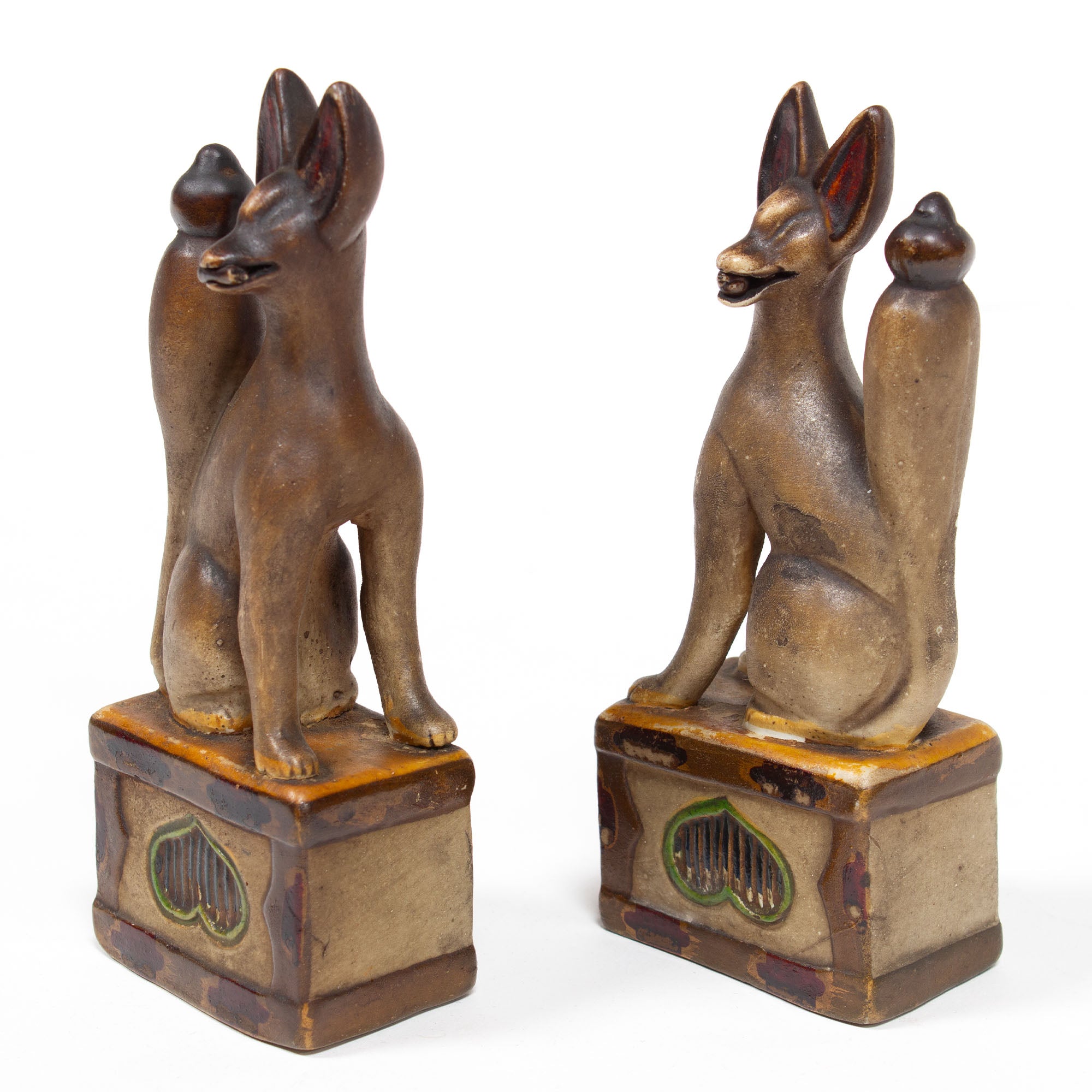 Inari Foxes | Sacred Kitsune Porcelain Figure Pair