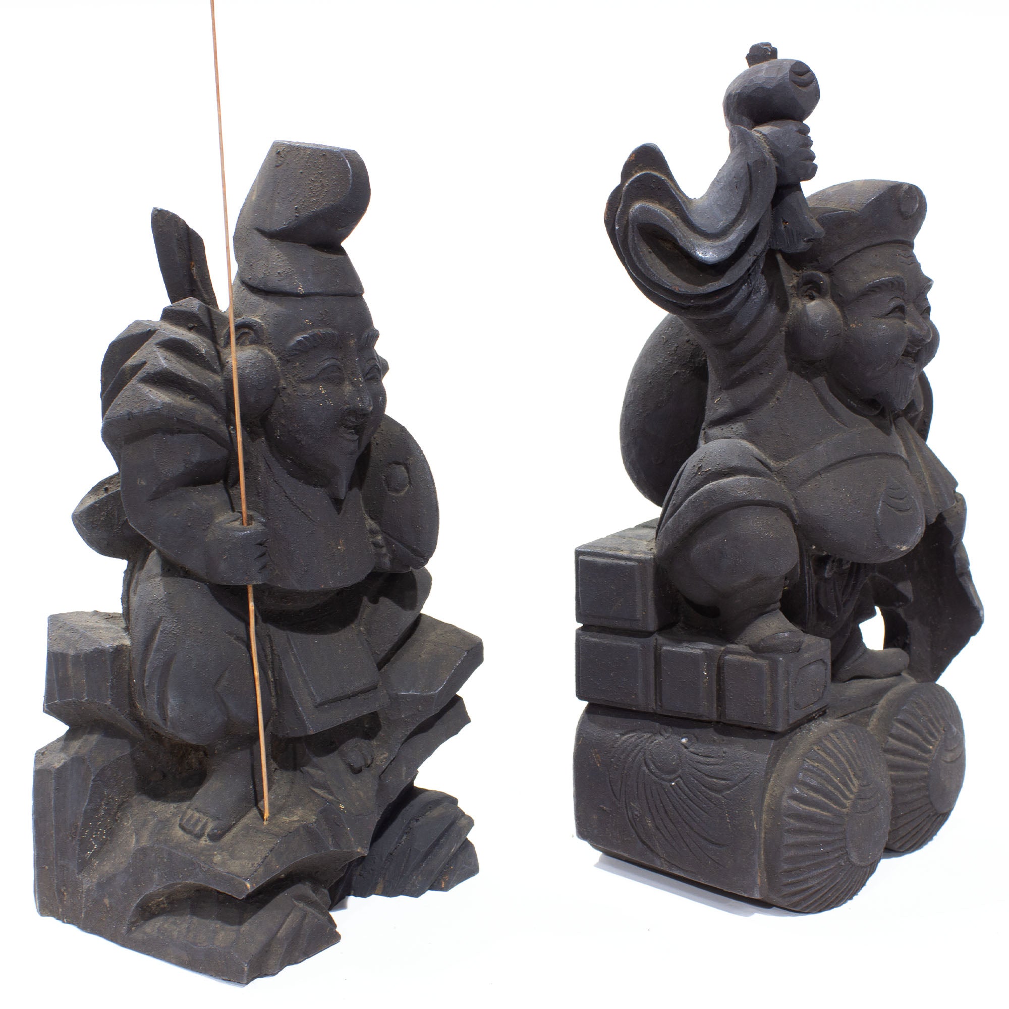 Wooden Daikoku and Ebisu Statues