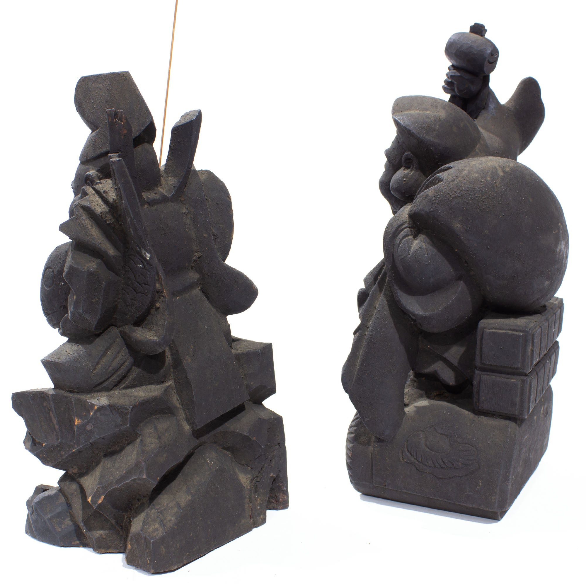 Wooden Daikoku and Ebisu Statues