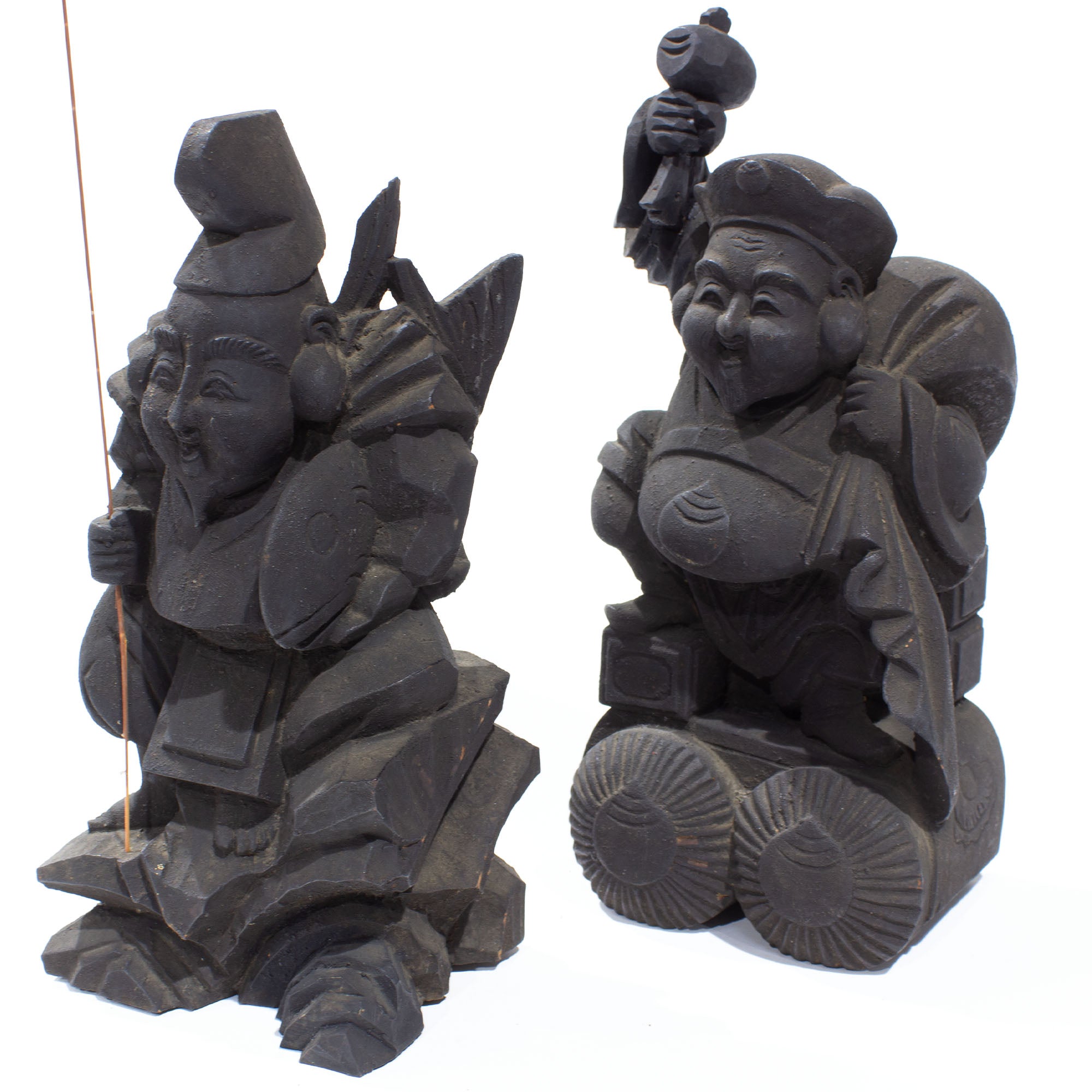 Wooden Daikoku and Ebisu Statues