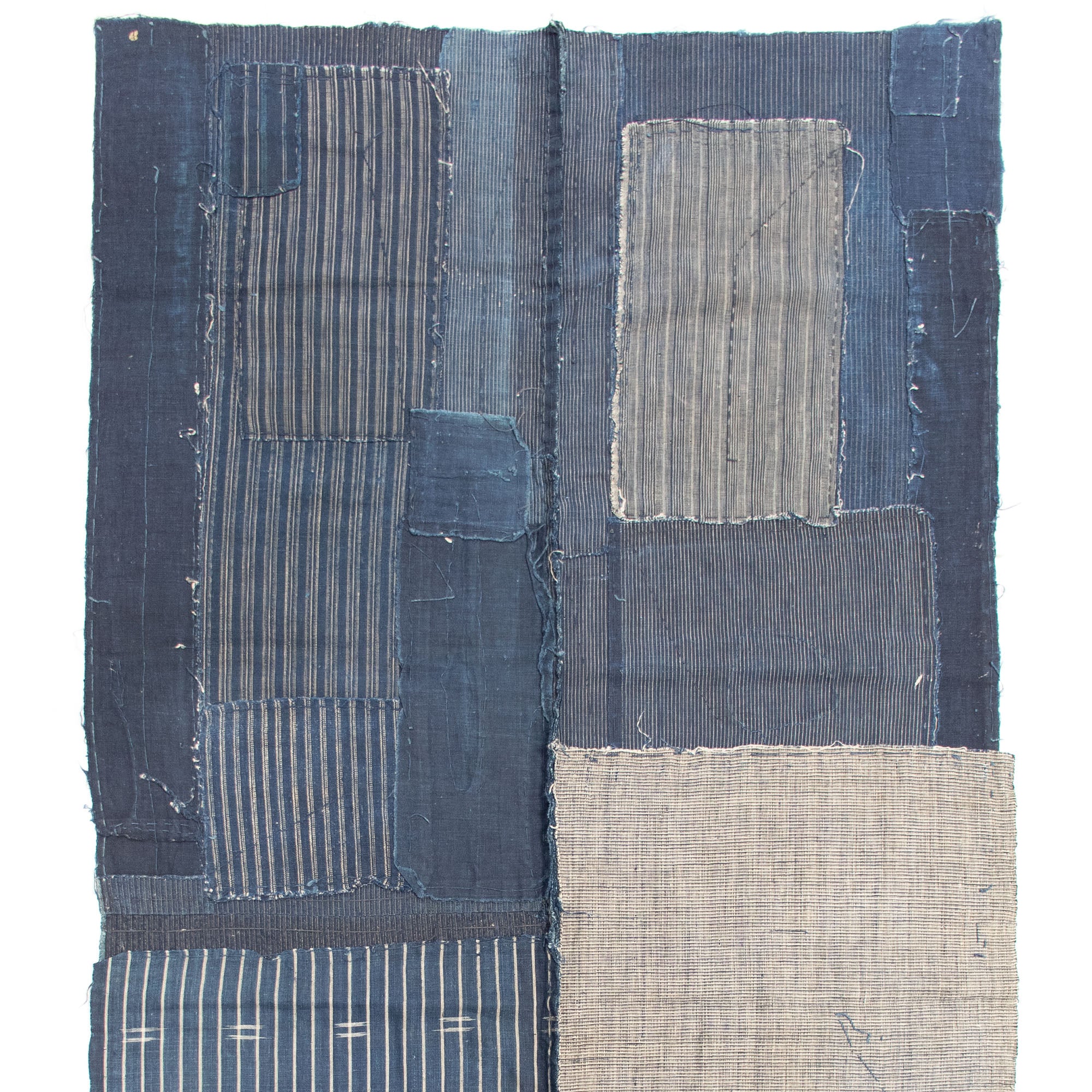 Indigo Shima Boro Two Panel Sheet | Japanese Patchwork Textile