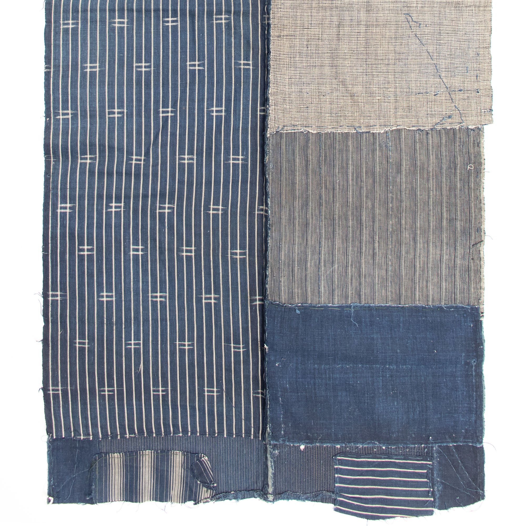 Indigo Shima Boro Two Panel Sheet | Japanese Patchwork Textile