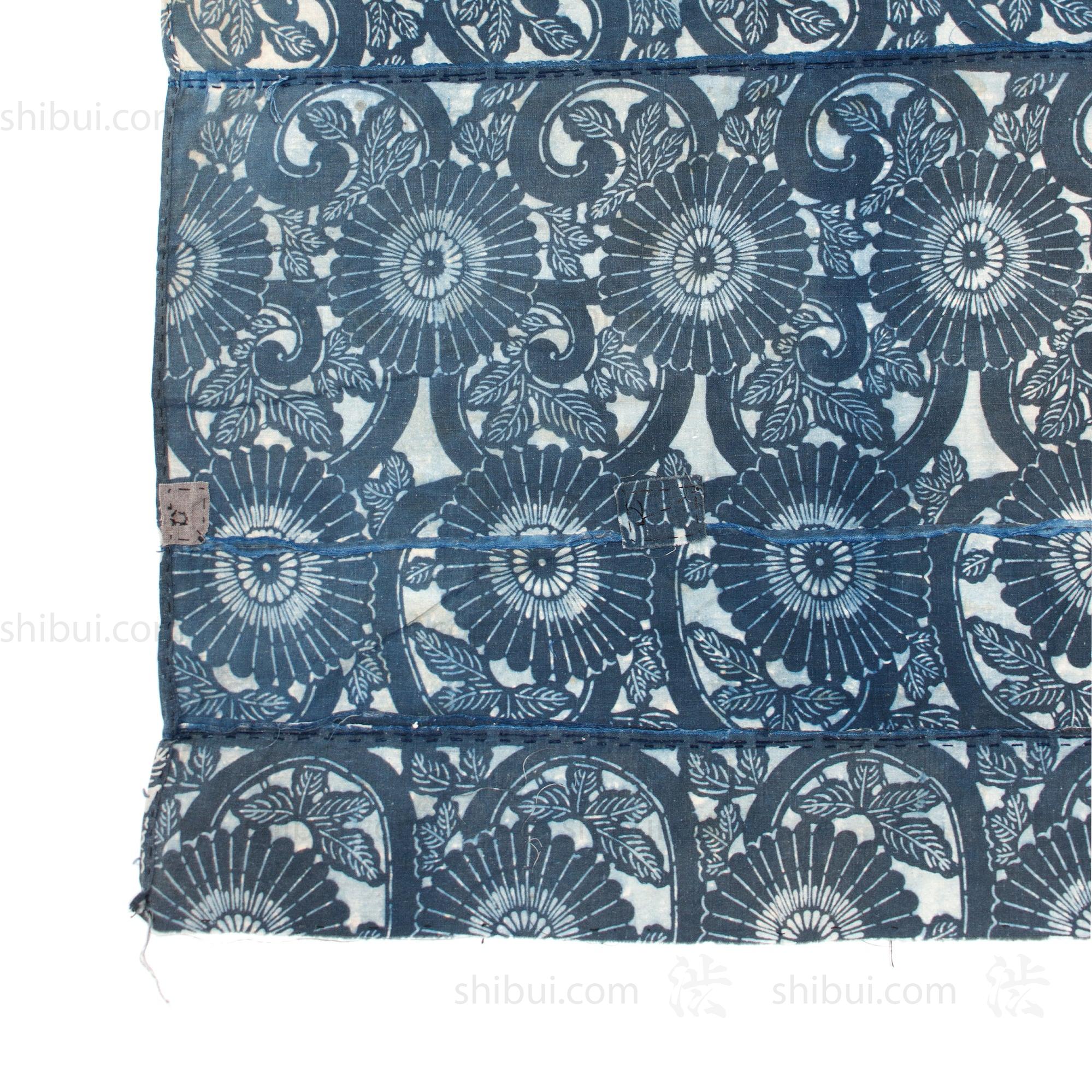 Japanese Indigo Kiku Katazome Antique Futon Cover