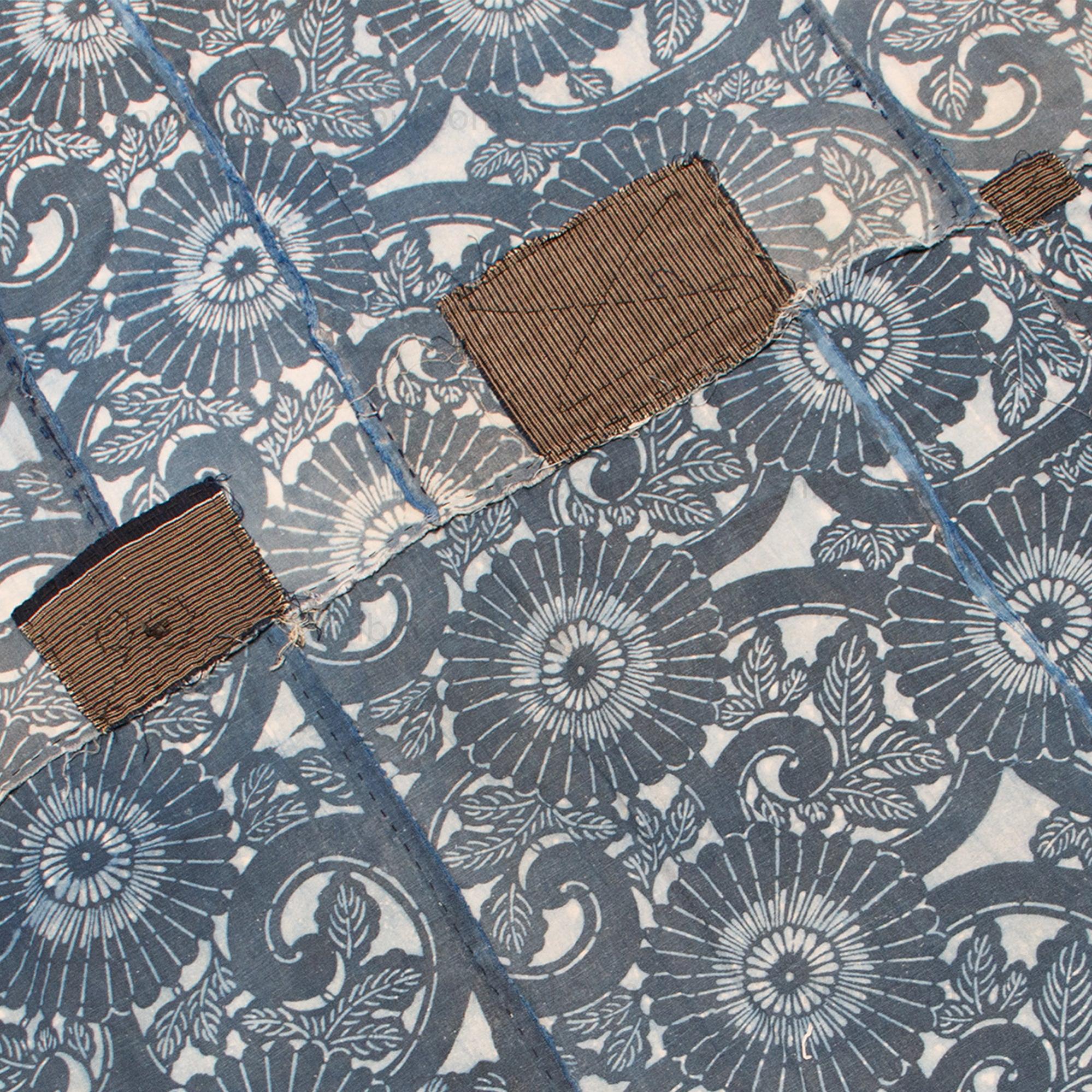 Japanese Indigo Kiku Katazome Antique Futon Cover