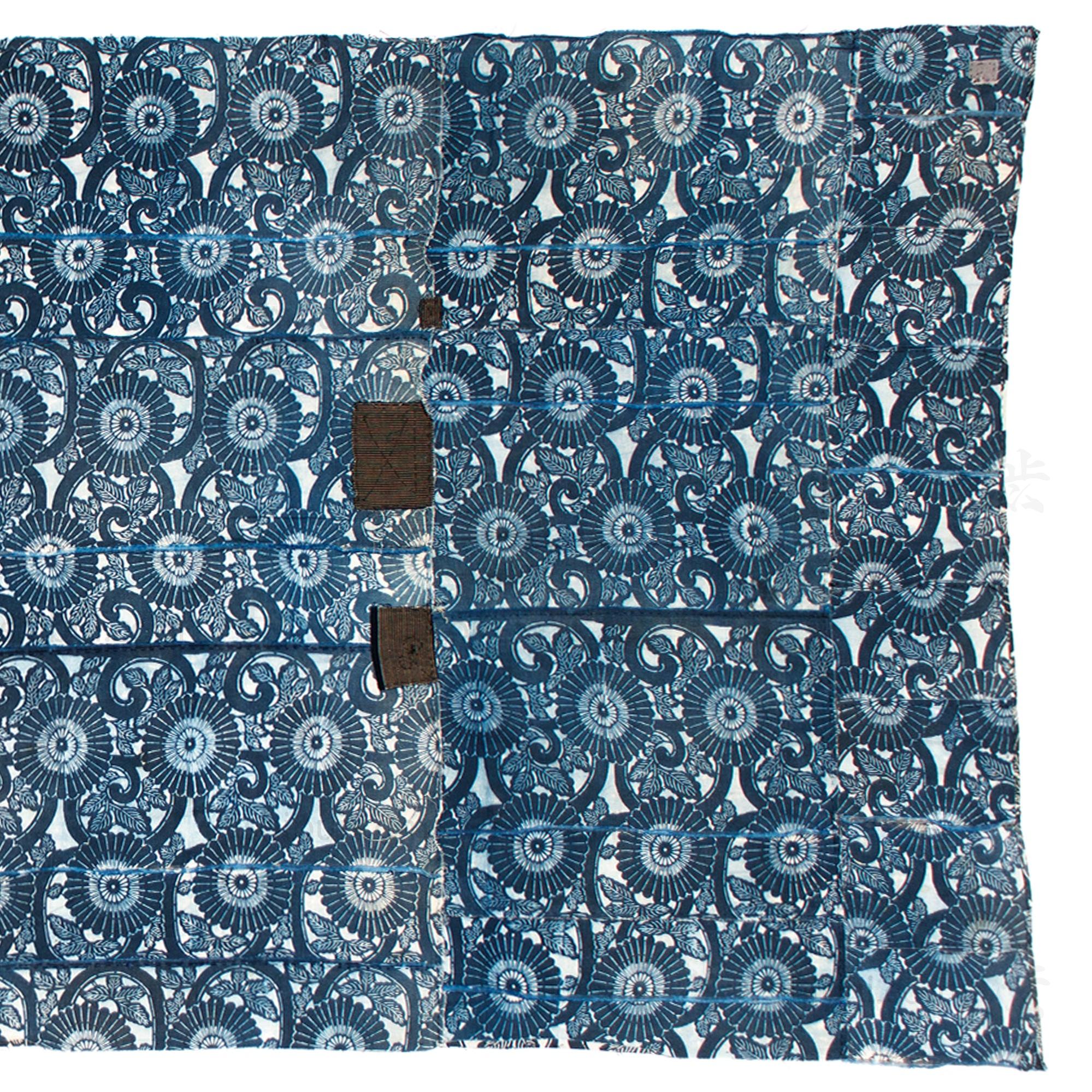 Japanese Indigo Kiku Katazome Antique Futon Cover
