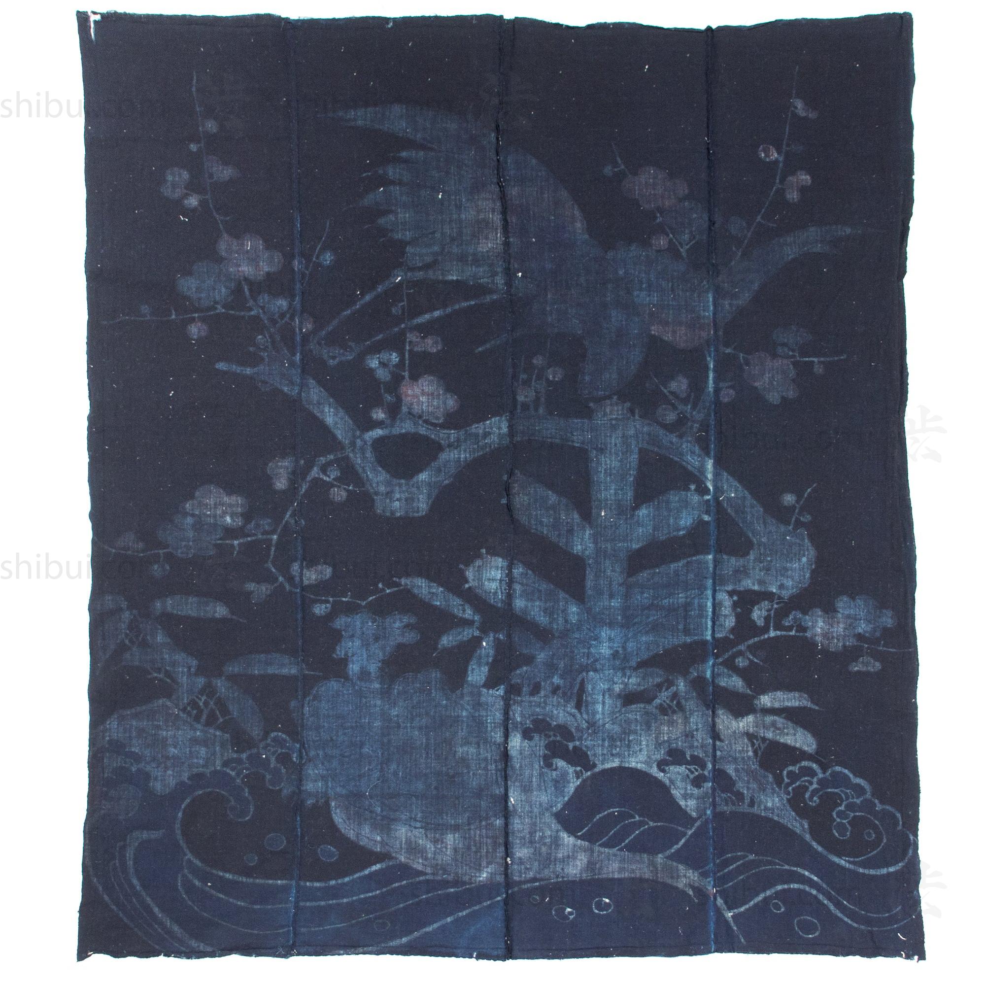 Crane & Tortoise Futonji Japanese Antique Indigo Tsutsugaki Futon Cover