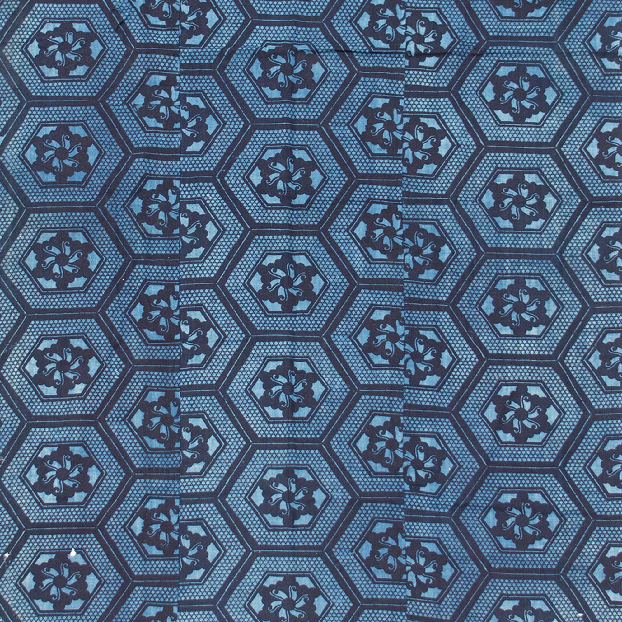 3-Panel Japanese Indigo Katazome Futonji Sheet