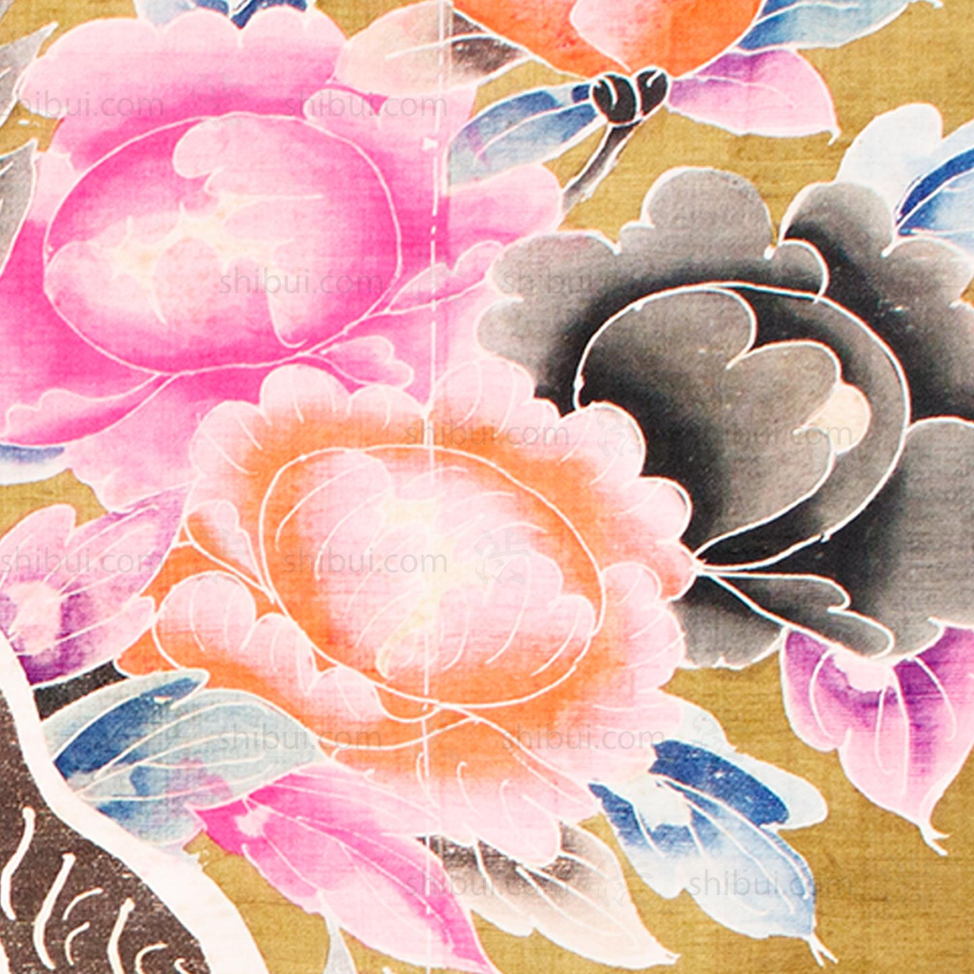 Silk Shishi Lion Dog Tsutsugaki Futon Cover | Japanese Antique Futonji