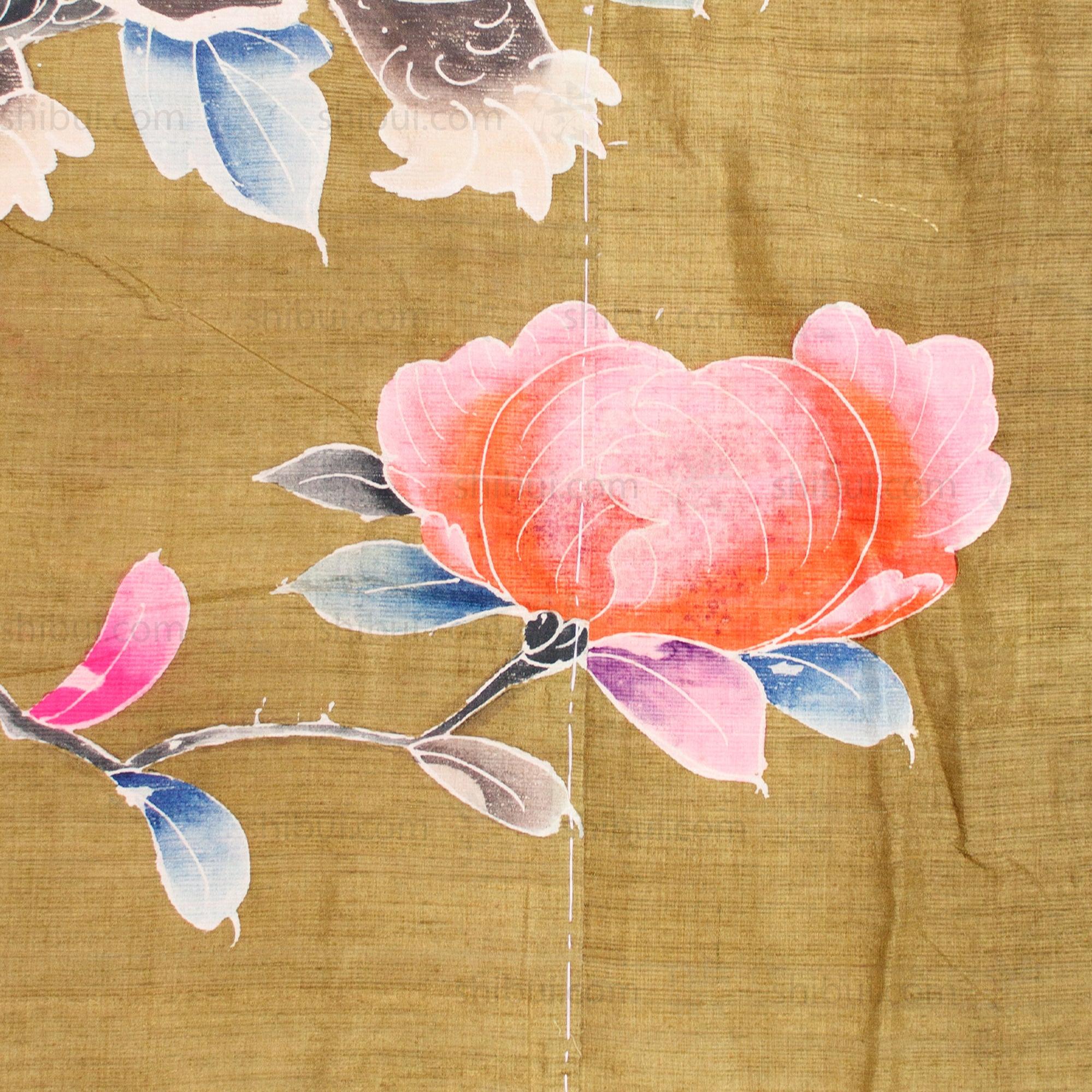 Silk Shishi Lion Dog Tsutsugaki Futon Cover | Japanese Antique Futonji