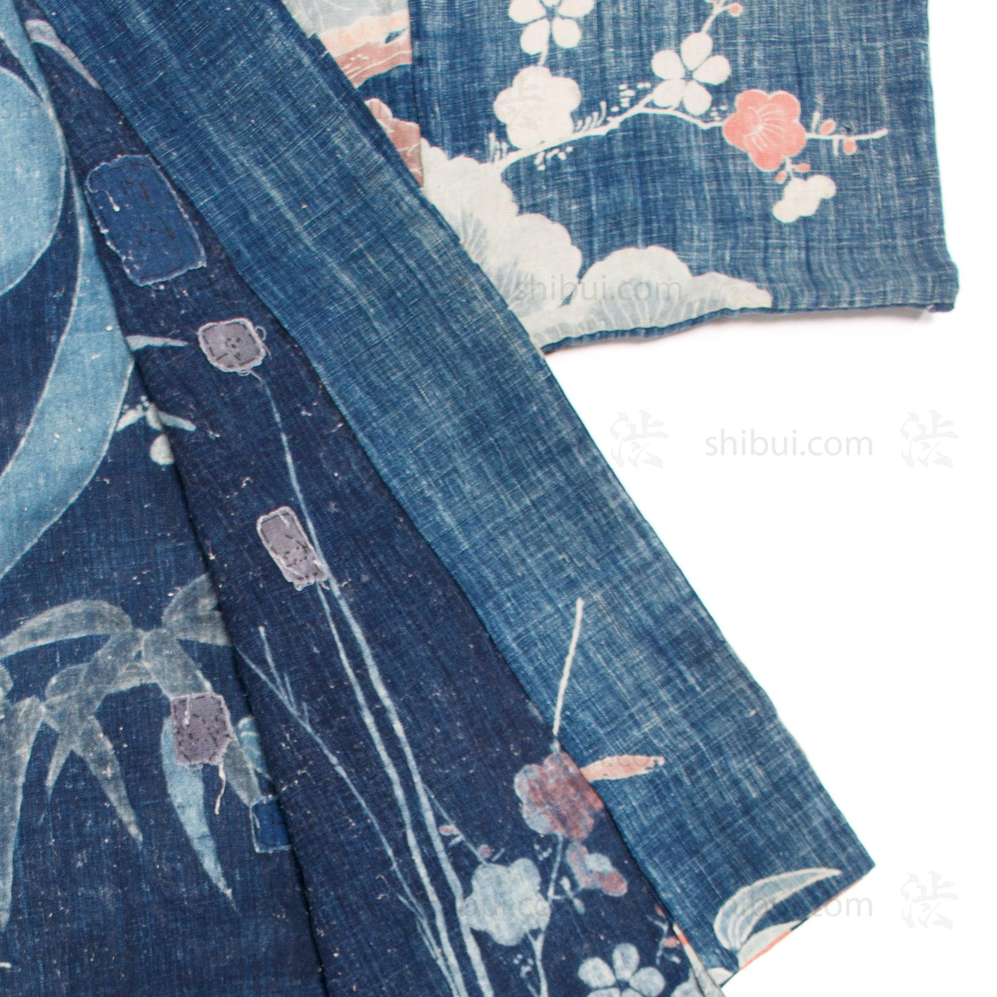 Antique Japanese Indigo Tsutsugaki Cotton Yogi