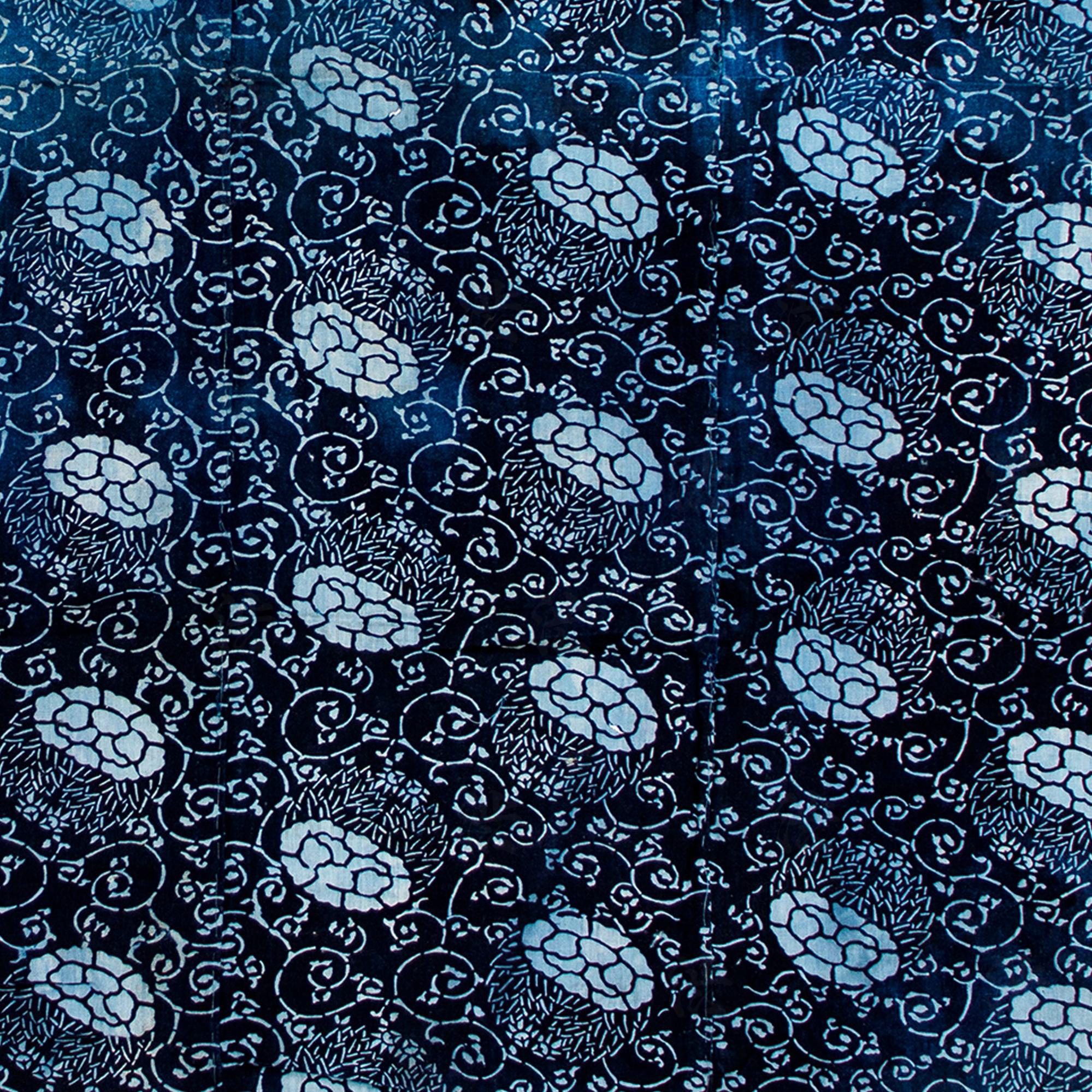 4-Panel Japanese Indigo Katazome Futonji Sheet