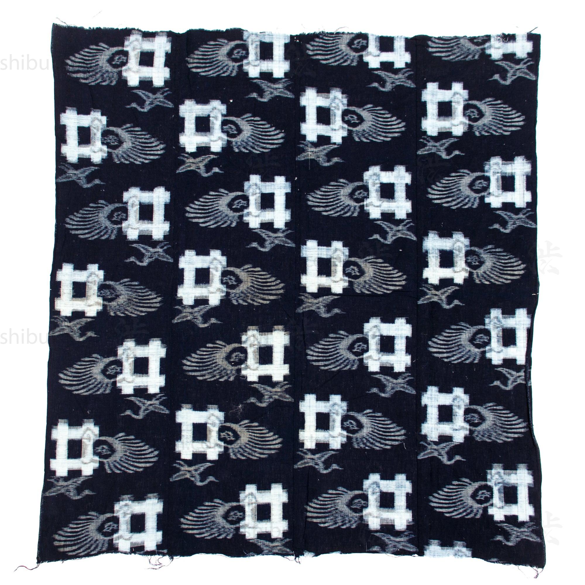 Japanese Antique Tsuru-Kame Indigo Futon Cover | 4-Panel E-Gasuri Futonji