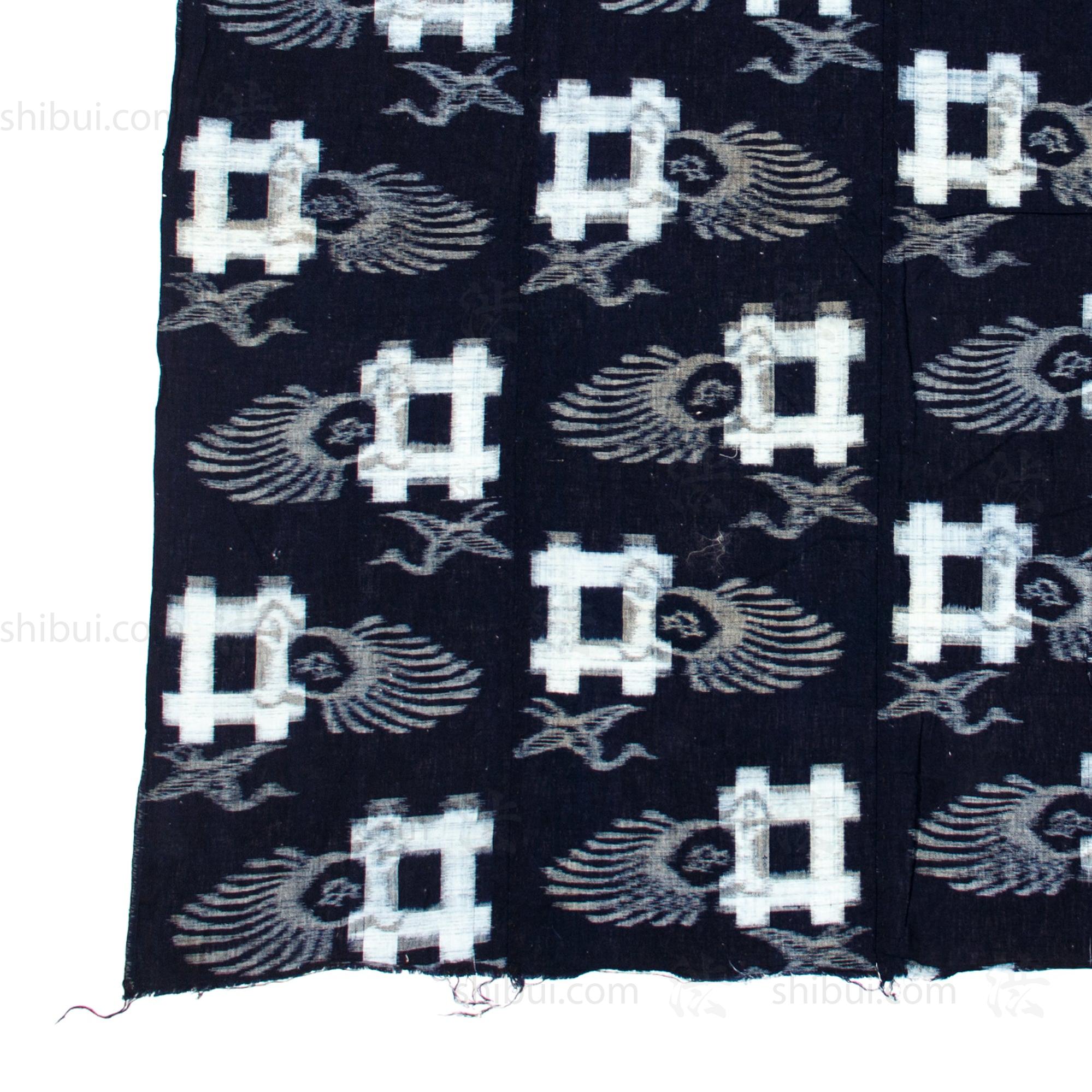 Japanese Antique Tsuru-Kame Indigo Futon Cover | 4-Panel E-Gasuri Futonji