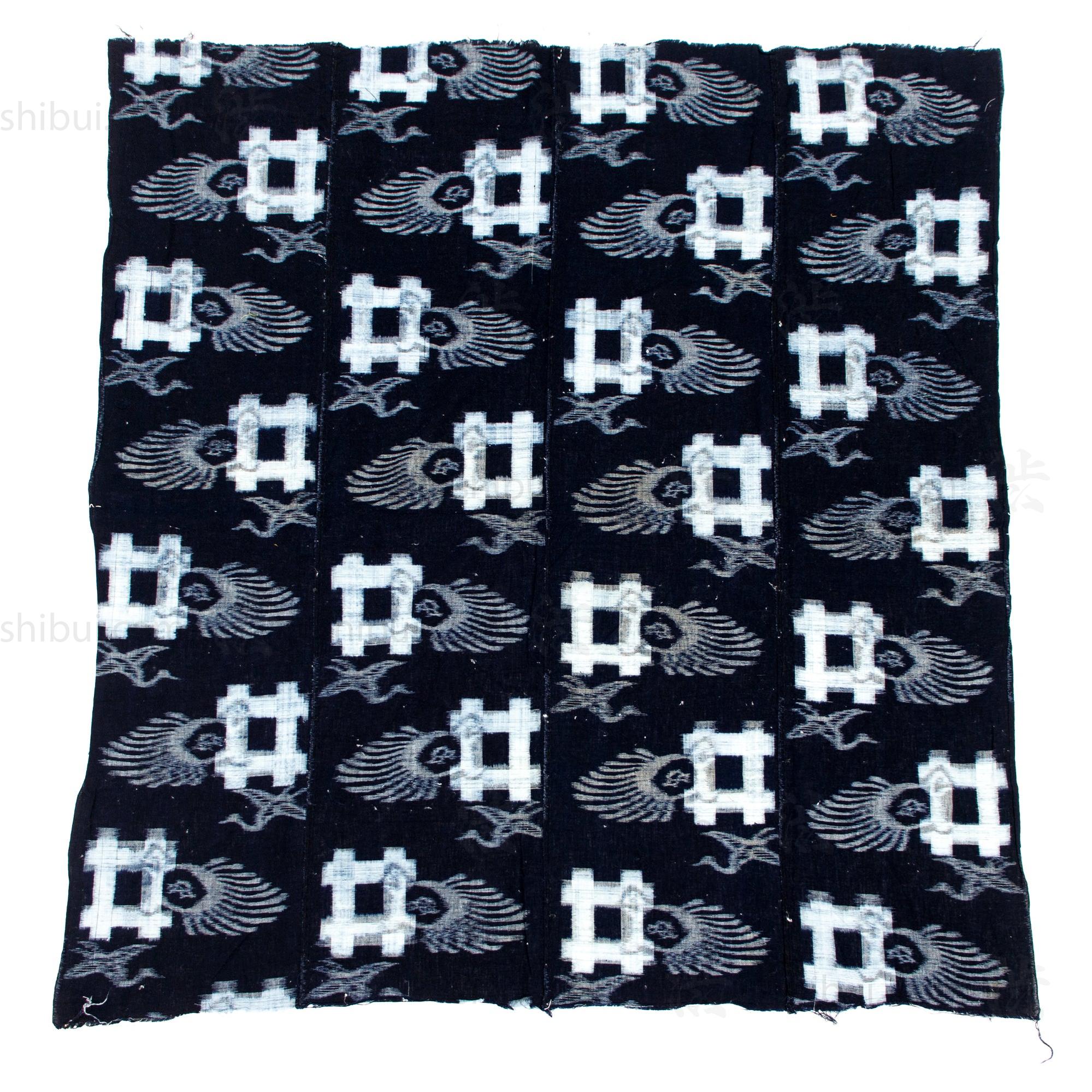 Japanese Antique Tsuru-Kame Indigo Futon Cover | 4-Panel E-Gasuri Futonji