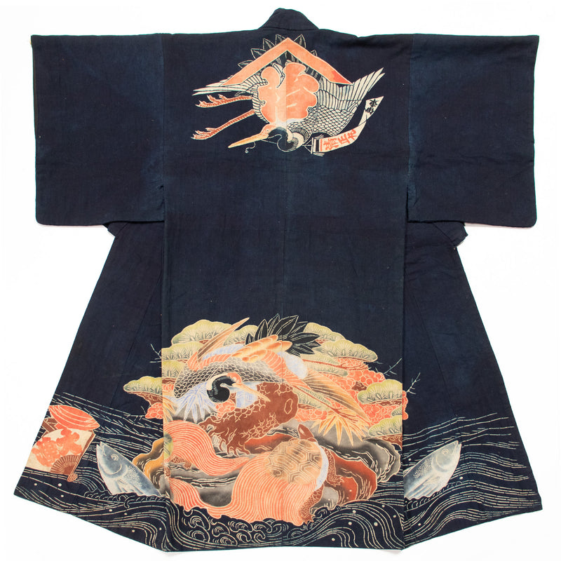 Maiwai Festival Coat for Fisherman with Tsuru-Kame Motif
