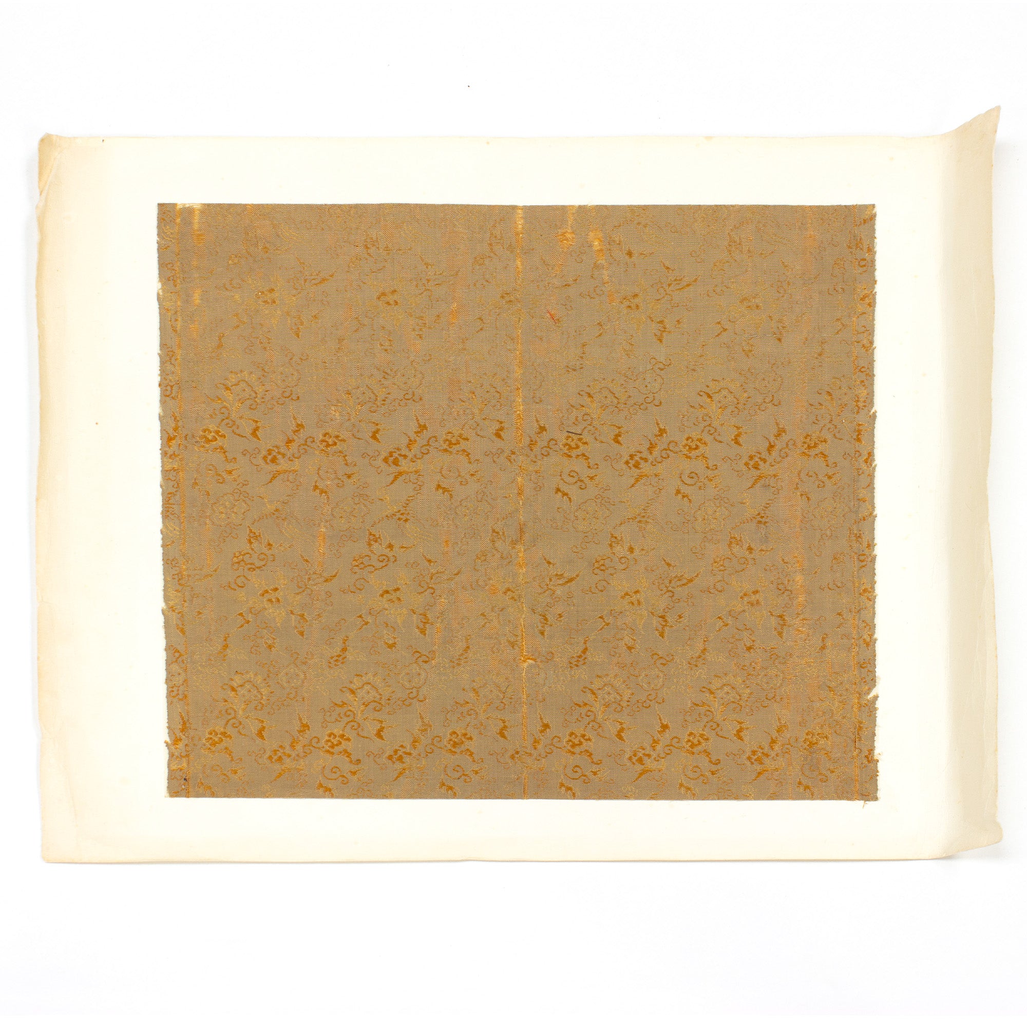 Brocade Silk Textile Fragment 19th Century
